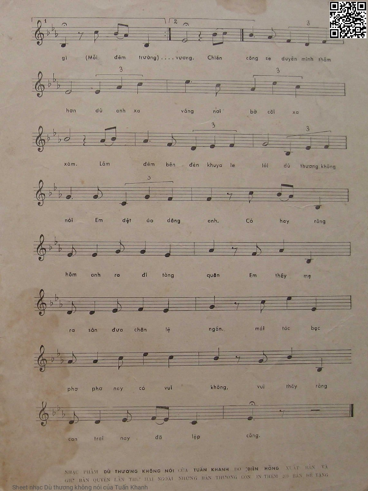 Page 3 of Sheet music PDF Dù thương không nói - Tuấn Khanh