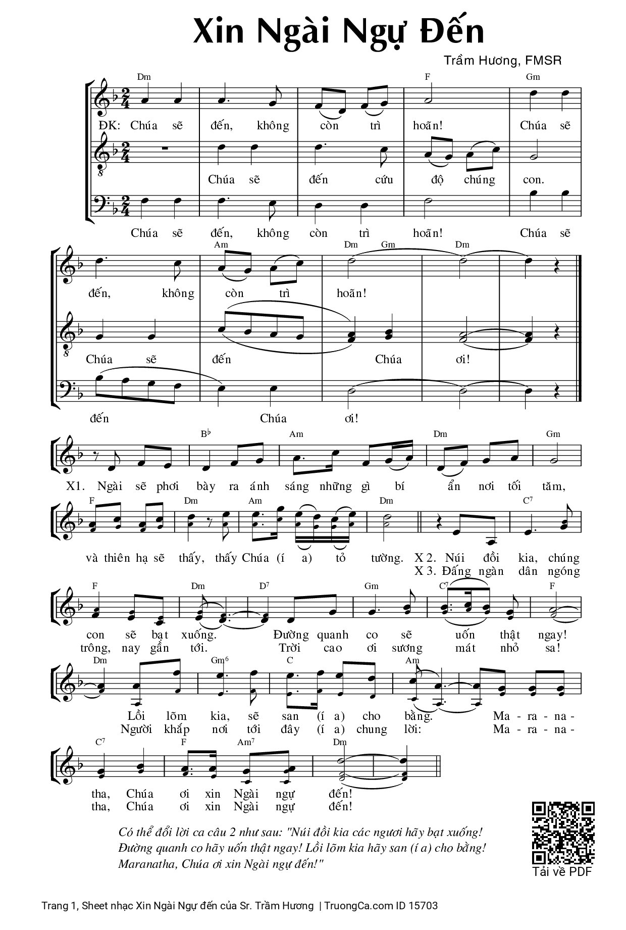 Sheet PDF of Xin Ngài Ngự đến