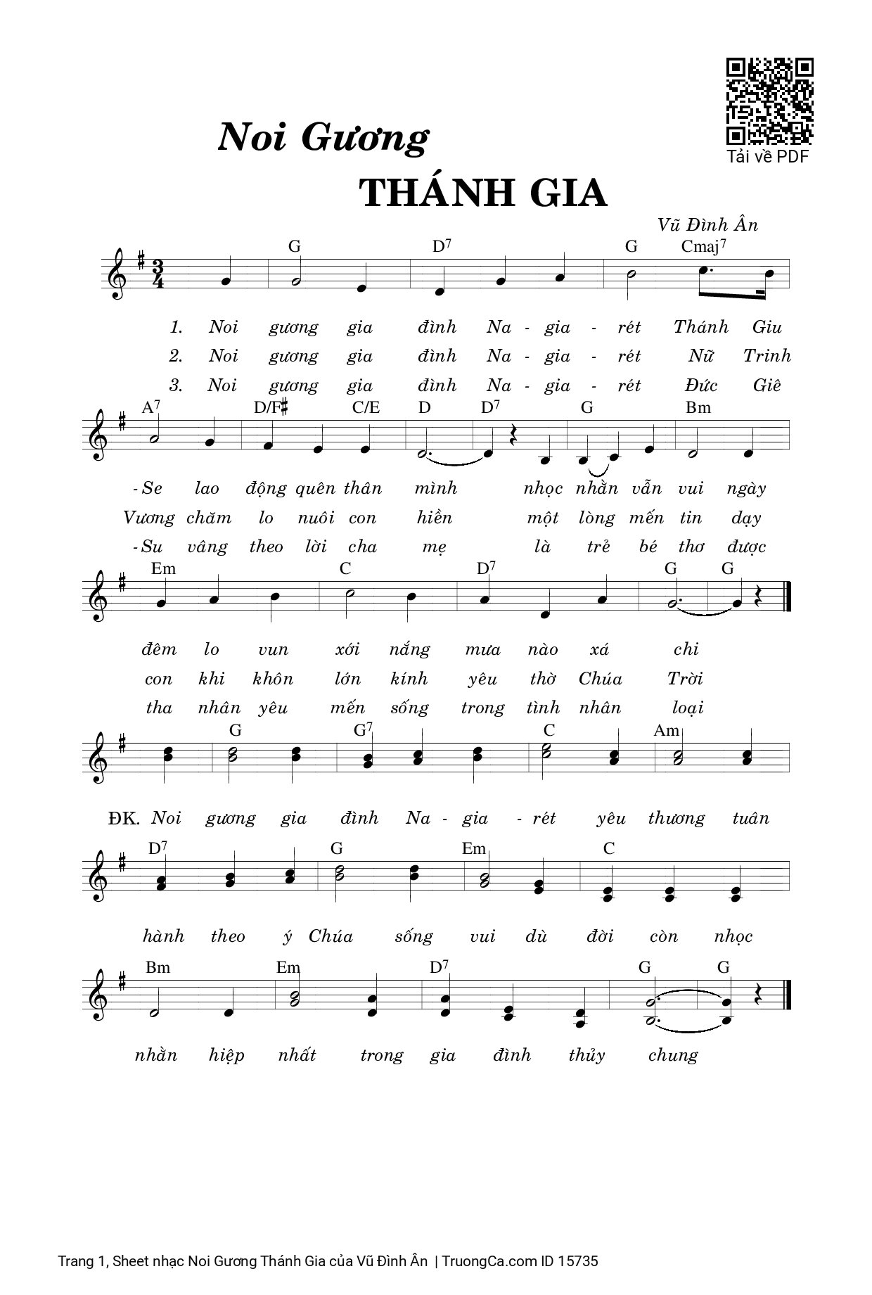 Sheet PDF of Noi Gương Thánh Gia