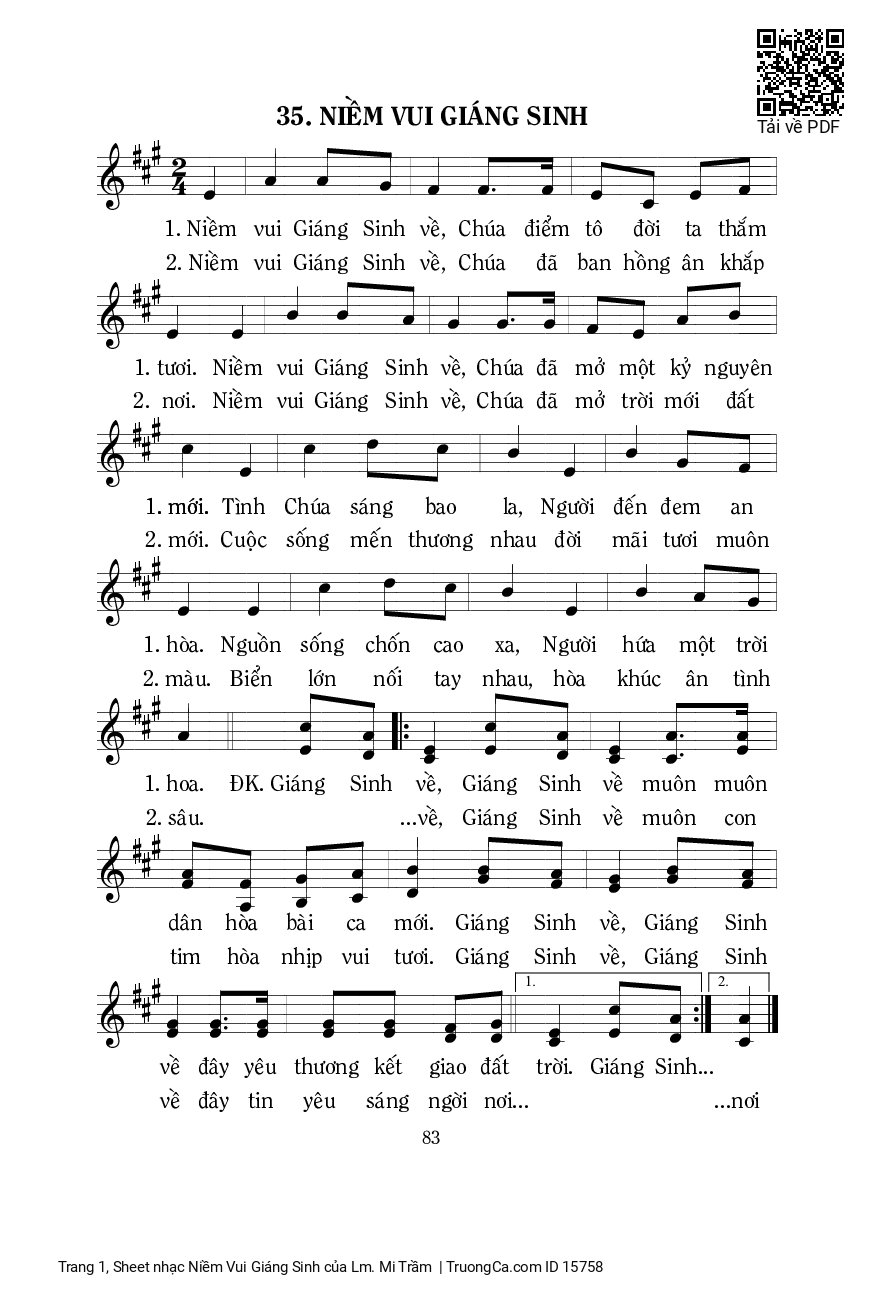 Sheet PDF of Niềm Vui Giáng Sinh