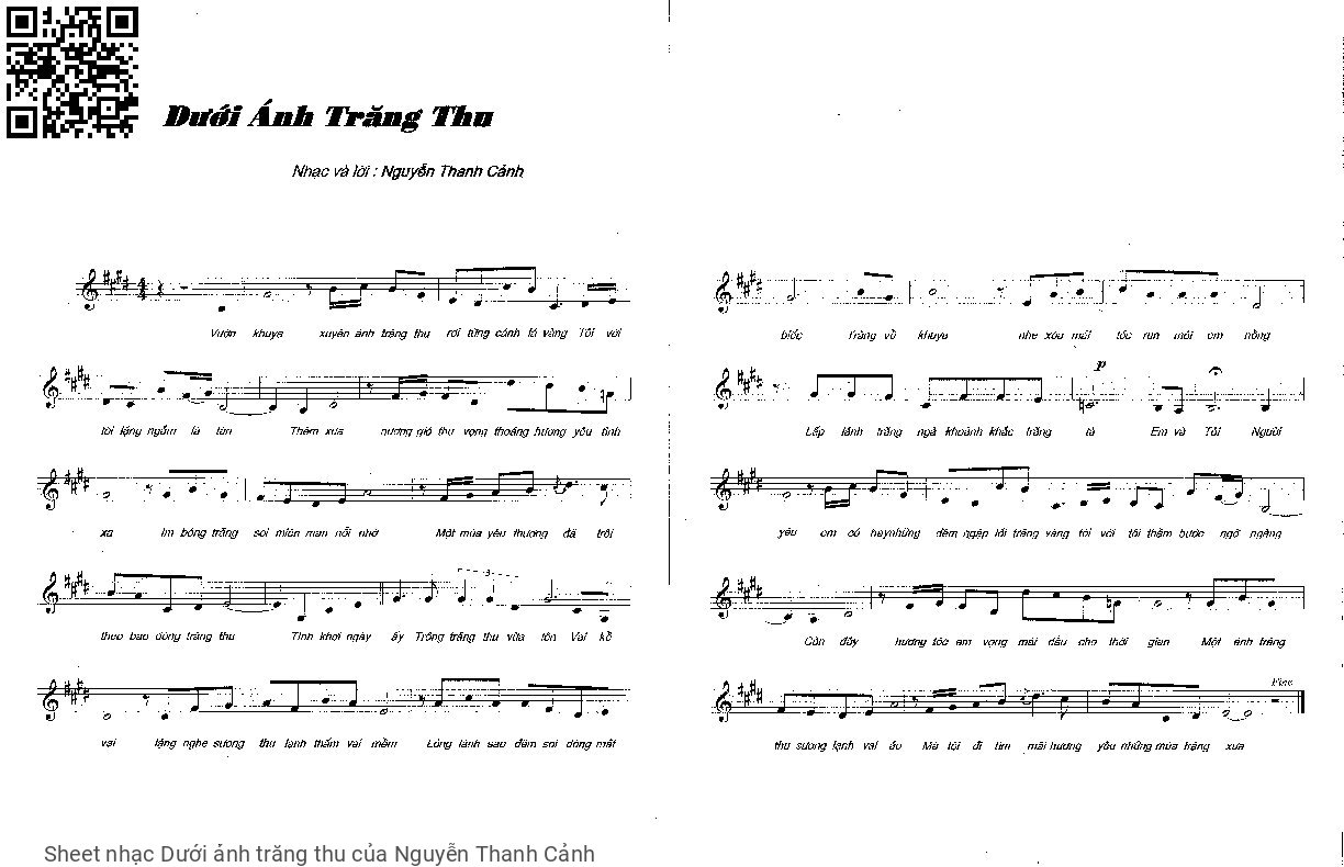 Sheet PDF of Dưới ánh trăng thu