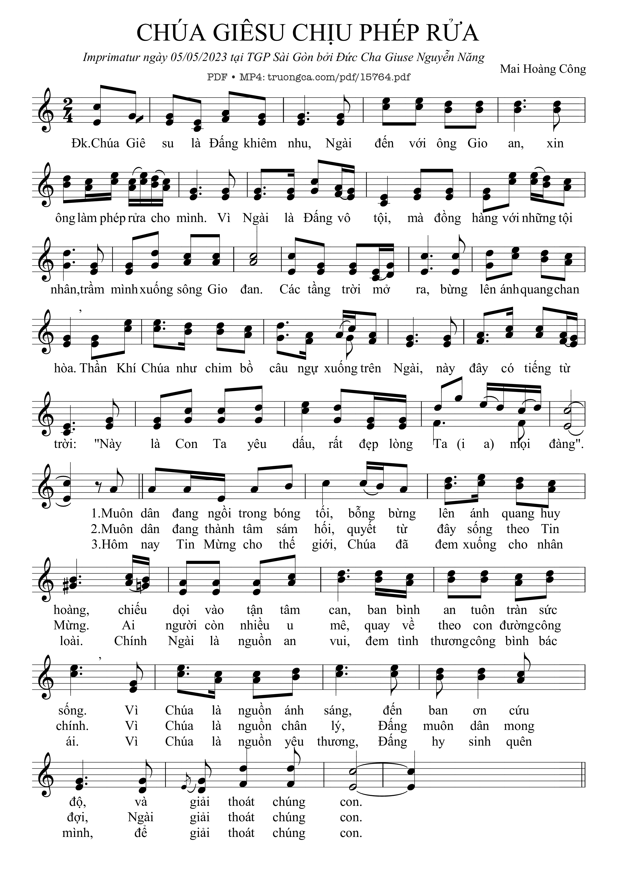 Sheet PDF of Chúa Giêsu Chịu Phép Rửa