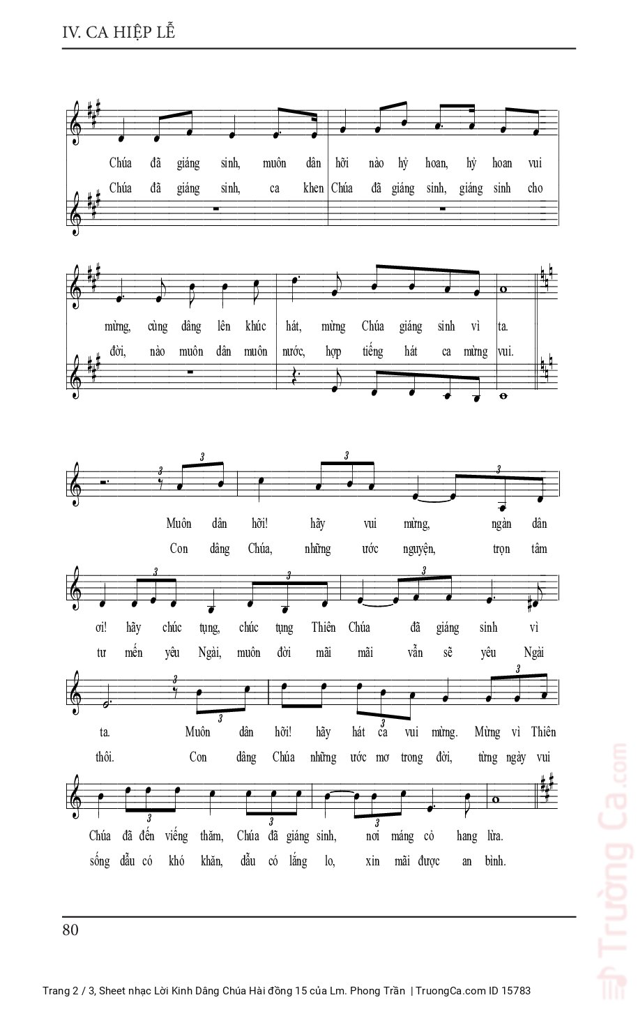 Page 2 of Sheet music PDF Lời Kinh Dâng Chúa Hài đồng 15 - Lm. Phong Trần