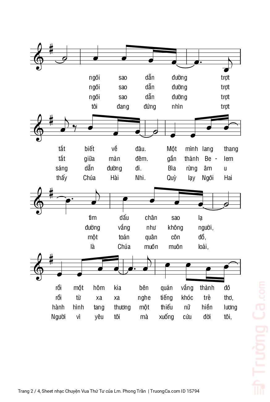 Page 2 of Sheet music PDF Chuyện Vua Thứ Tư - Lm. Phong Trần
