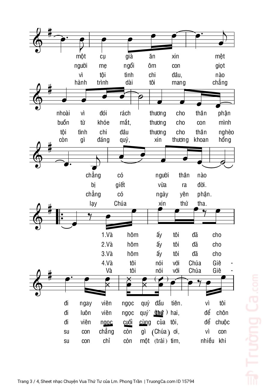 Page 3 of Sheet music PDF Chuyện Vua Thứ Tư - Lm. Phong Trần
