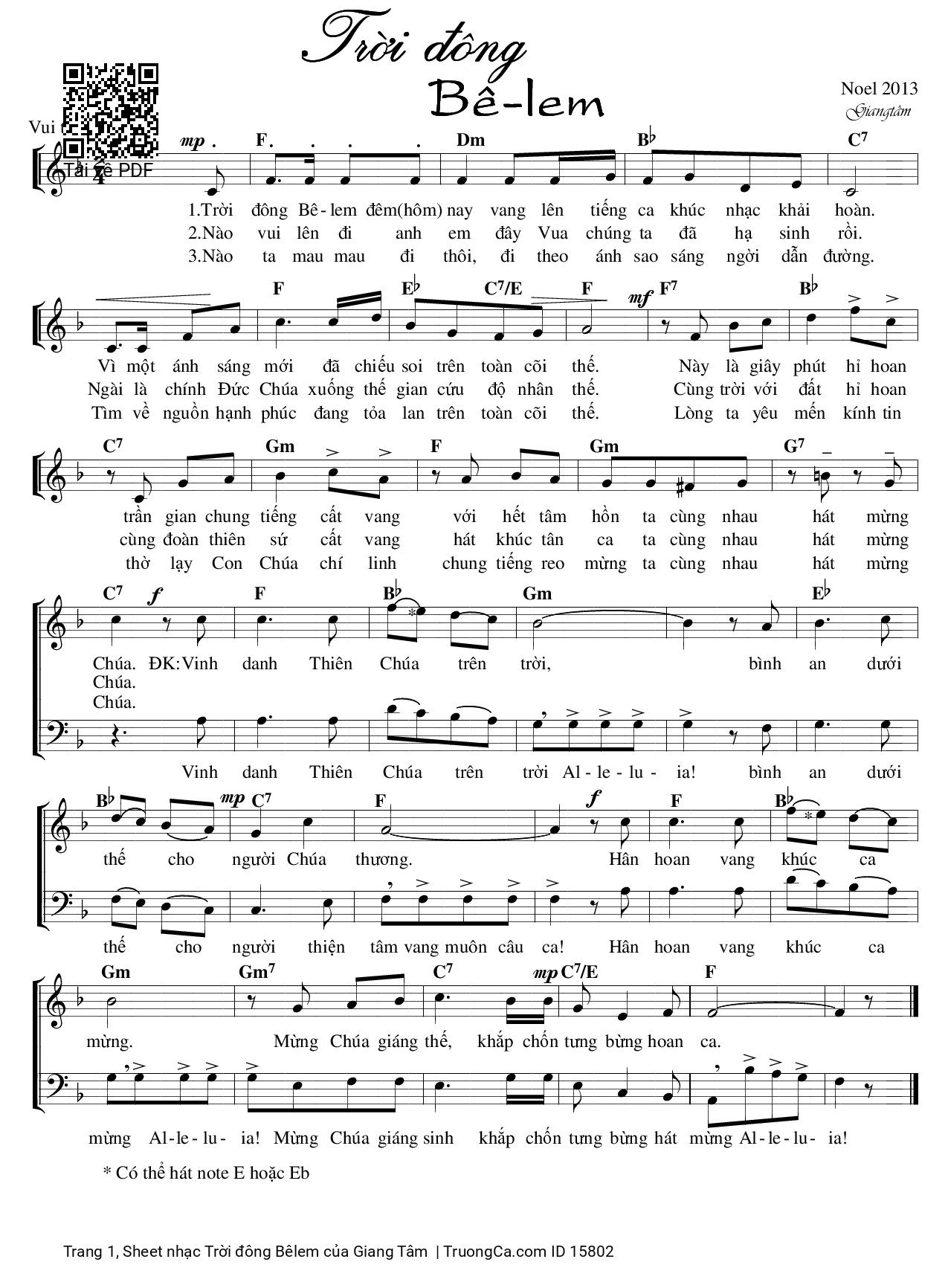 Sheet PDF of Trời đông Bêlem