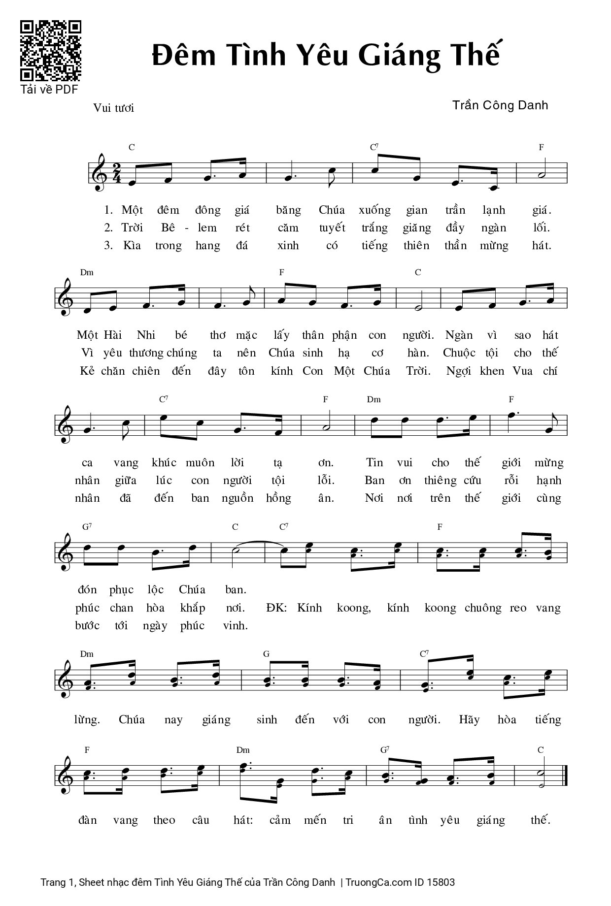 Sheet PDF of đêm Tình Yêu Giáng Thế