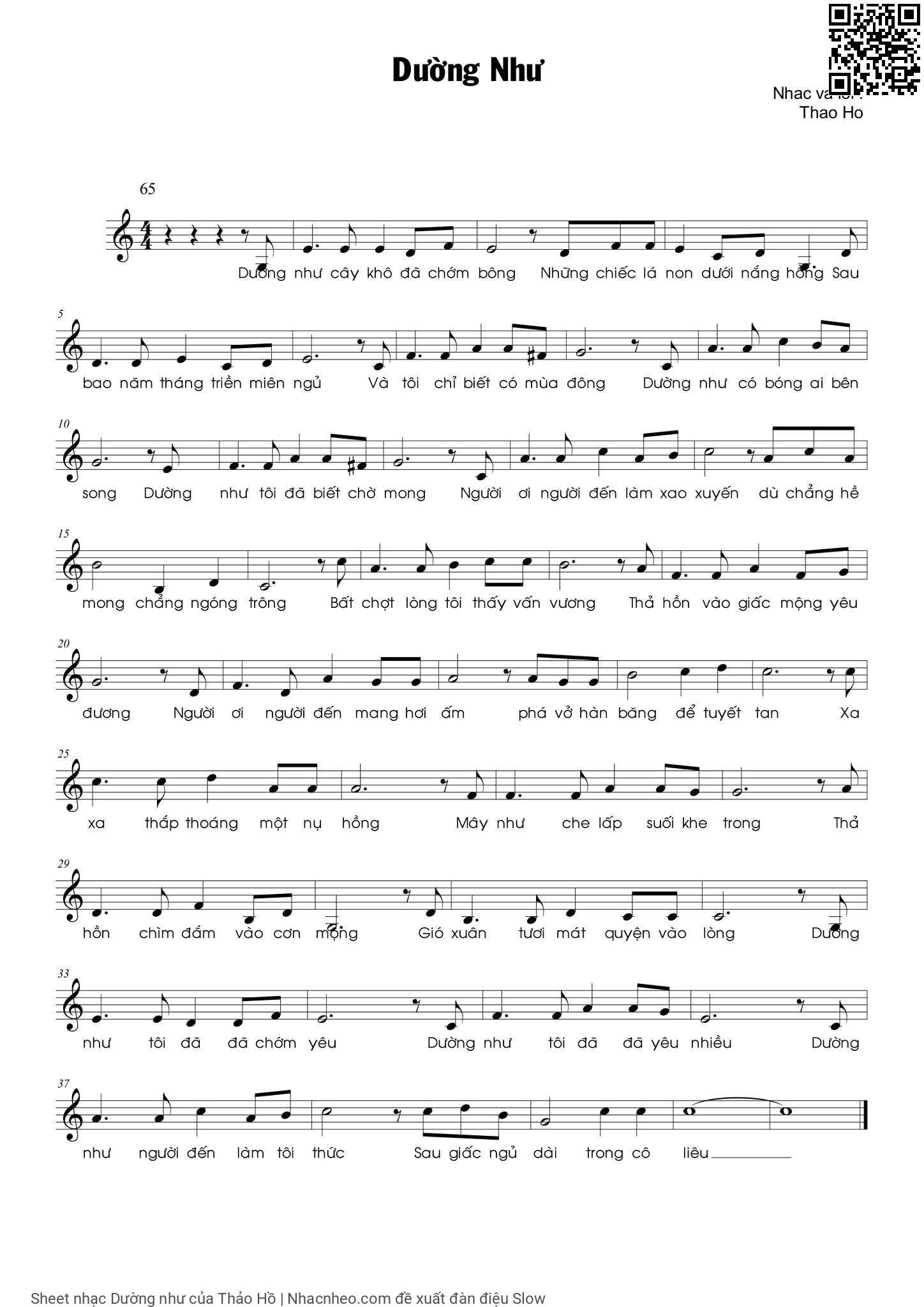 Page 1 of Sheet music PDF Dường như - Thảo Hồ