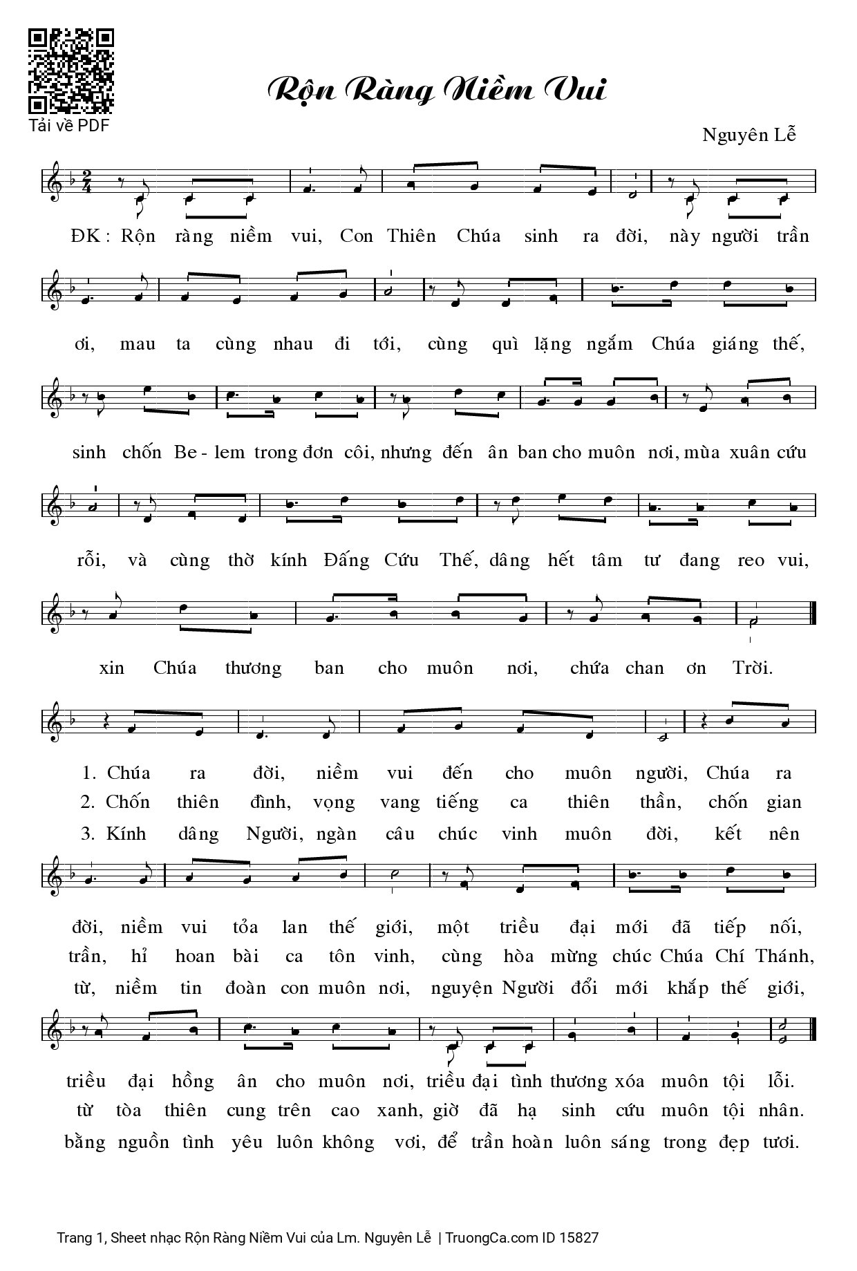 Sheet PDF of Rộn Ràng Niềm Vui