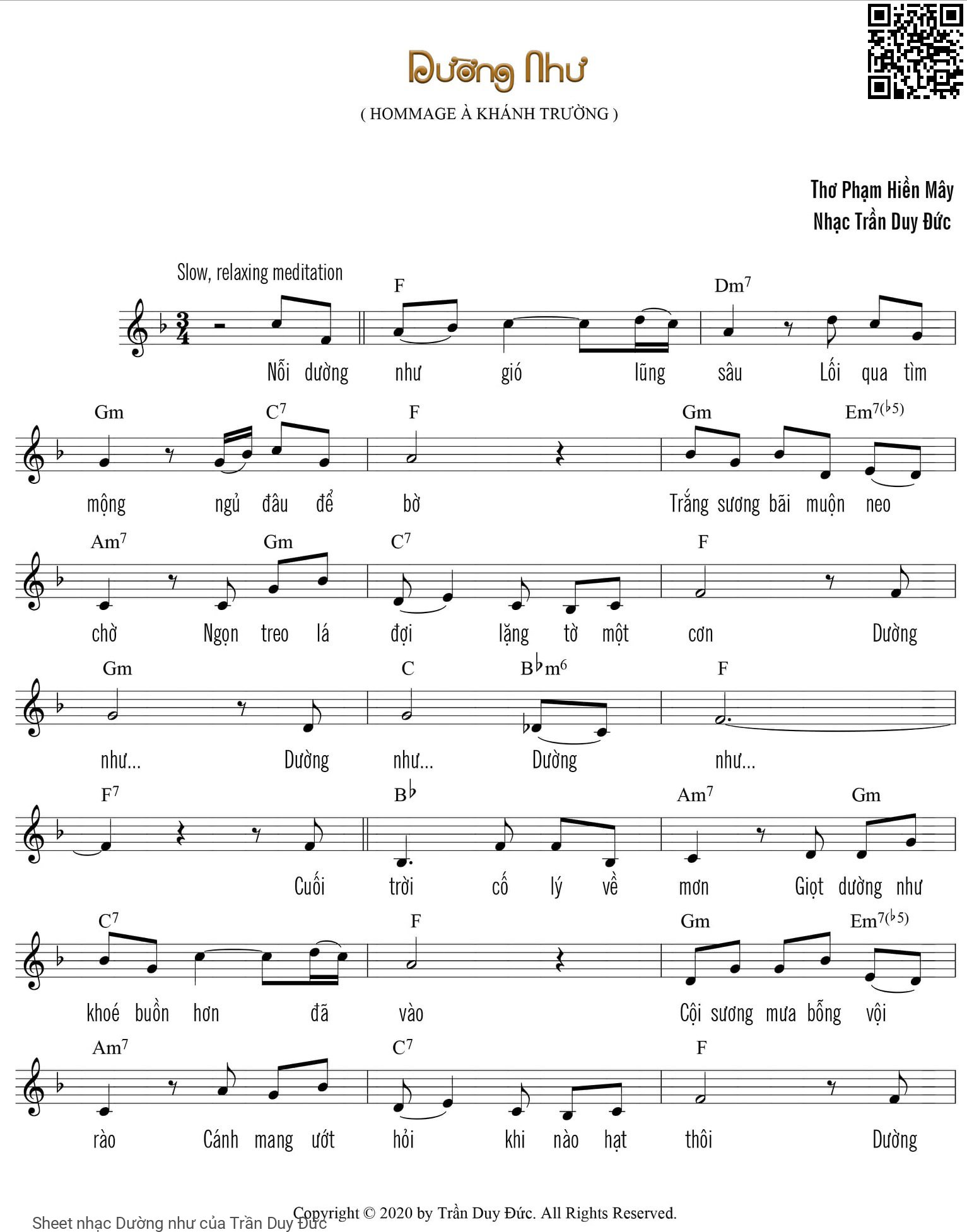 Page 1 of Sheet music PDF Dường như - Trần Duy Đức