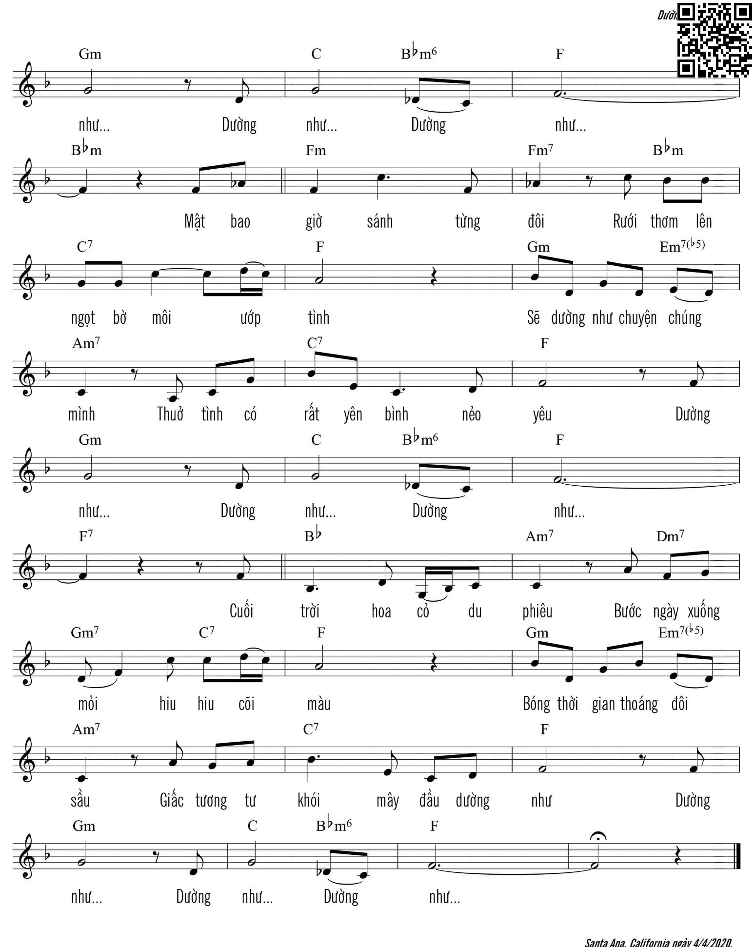 Page 2 of Sheet music PDF Dường như - Trần Duy Đức