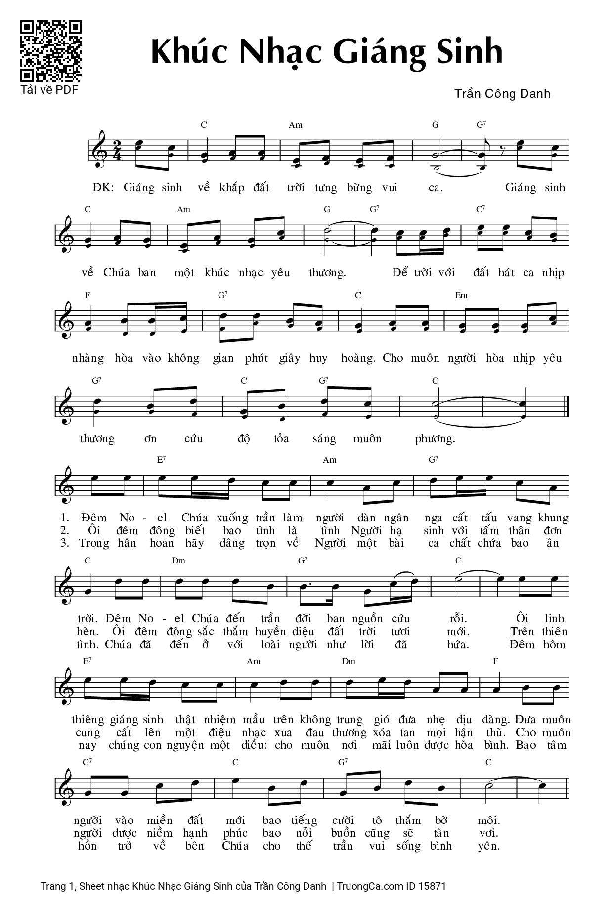 Sheet PDF of Khúc Nhạc Giáng Sinh