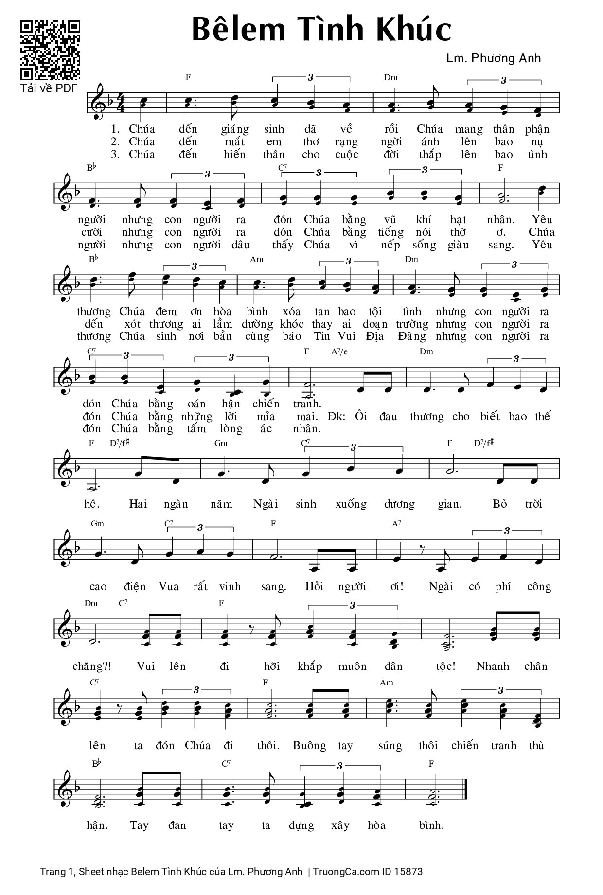 Sheet PDF of Belem Tình Khúc