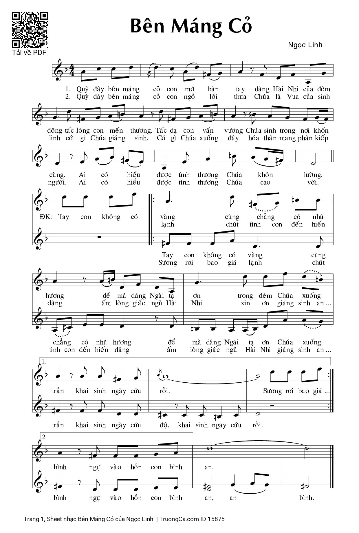 Sheet PDF of Bên Máng Cỏ