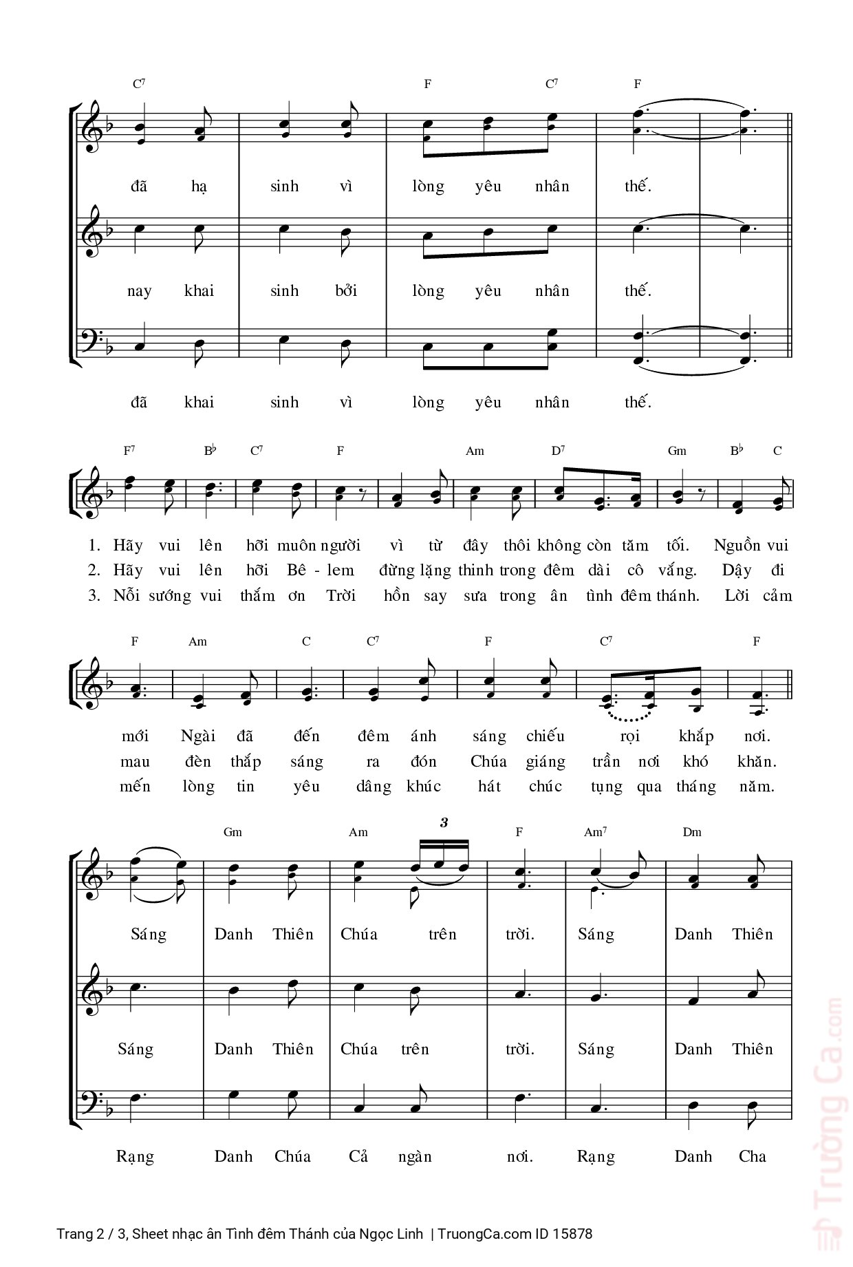 Page 2 of Sheet music PDF ân Tình đêm Thánh - Ngọc Linh