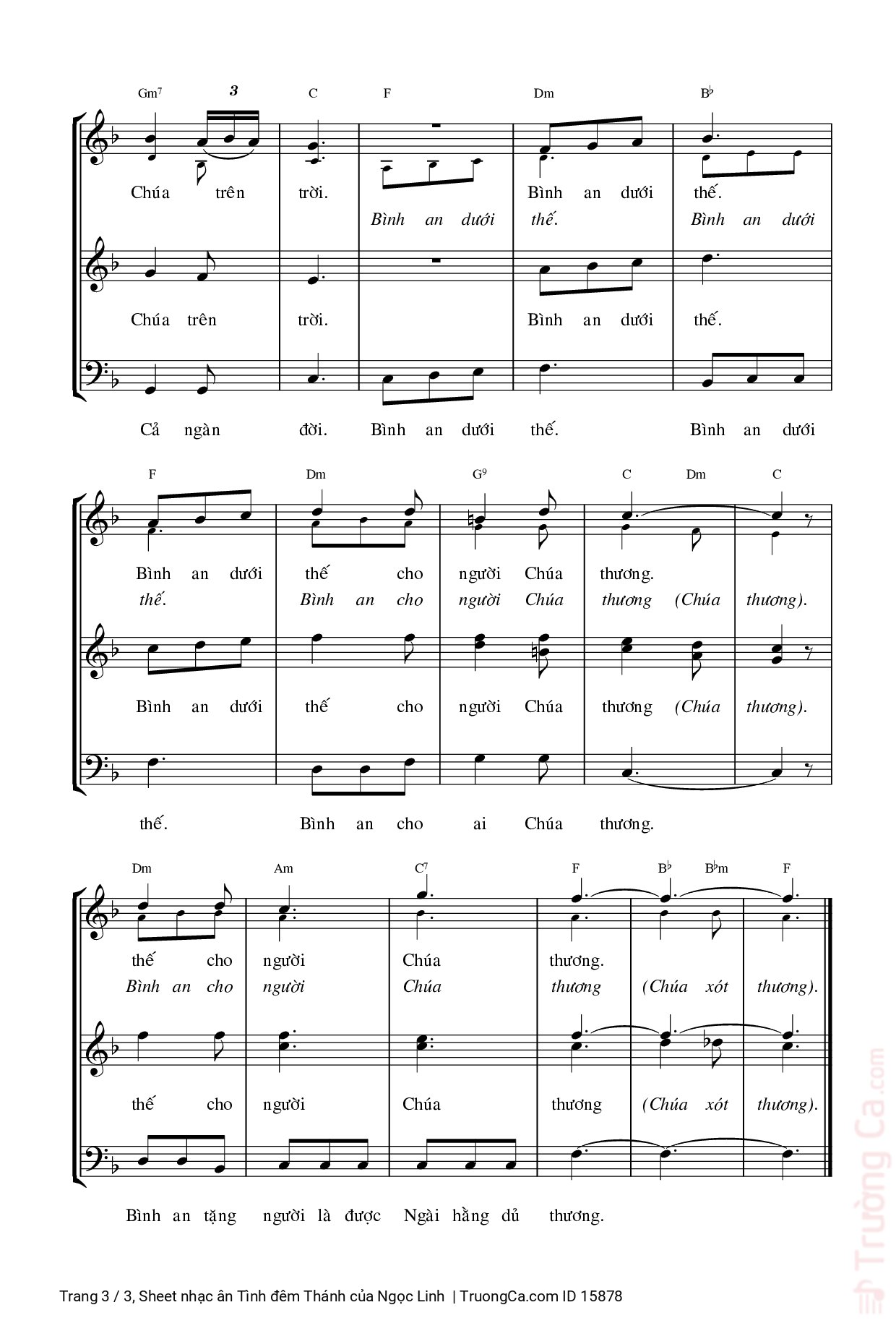 Page 3 of Sheet music PDF ân Tình đêm Thánh - Ngọc Linh