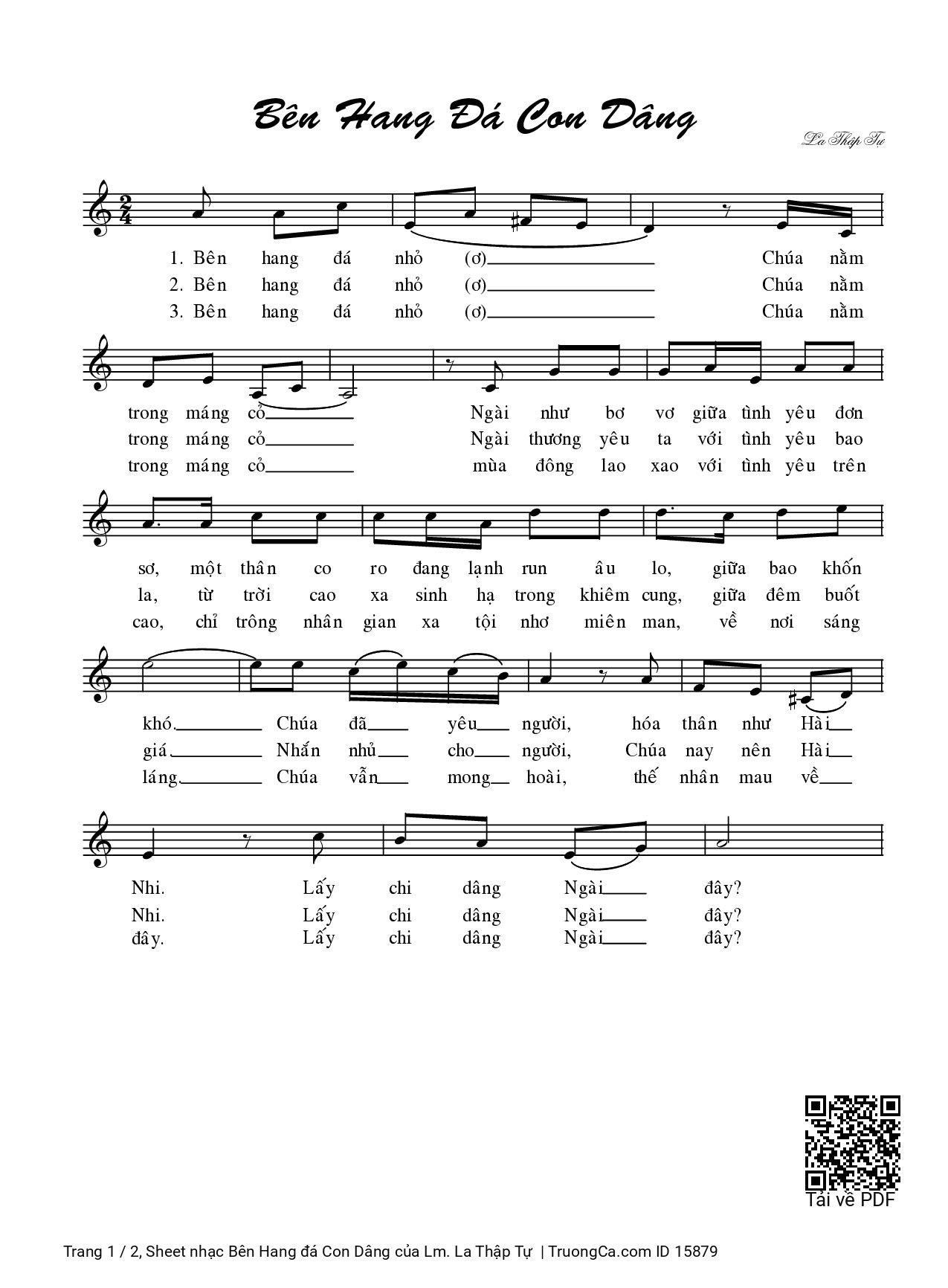 Sheet PDF of Bên Hang đá Con Dâng
