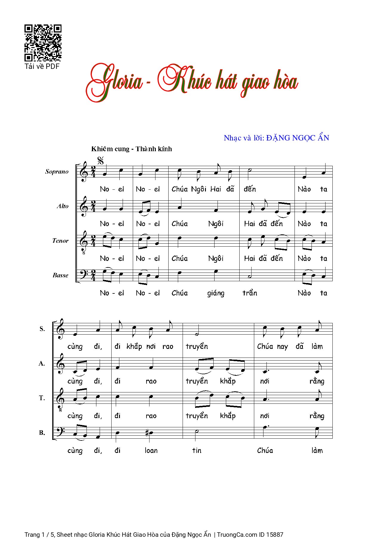 Sheet PDF of Gloria Khúc Hát Giao Hòa