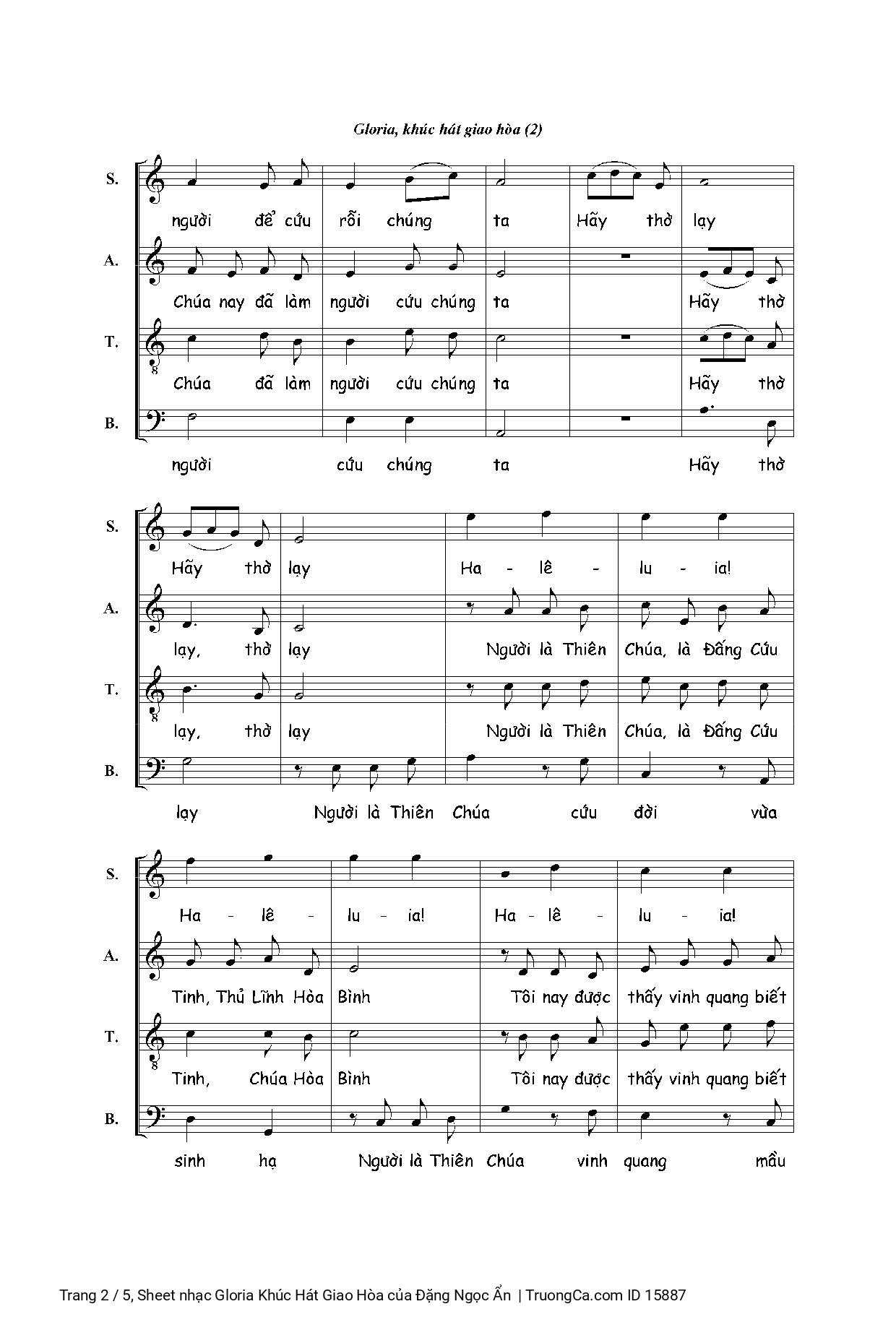 Page 2 of Sheet music PDF Gloria Khúc Hát Giao Hòa - Đặng Ngọc Ẩn