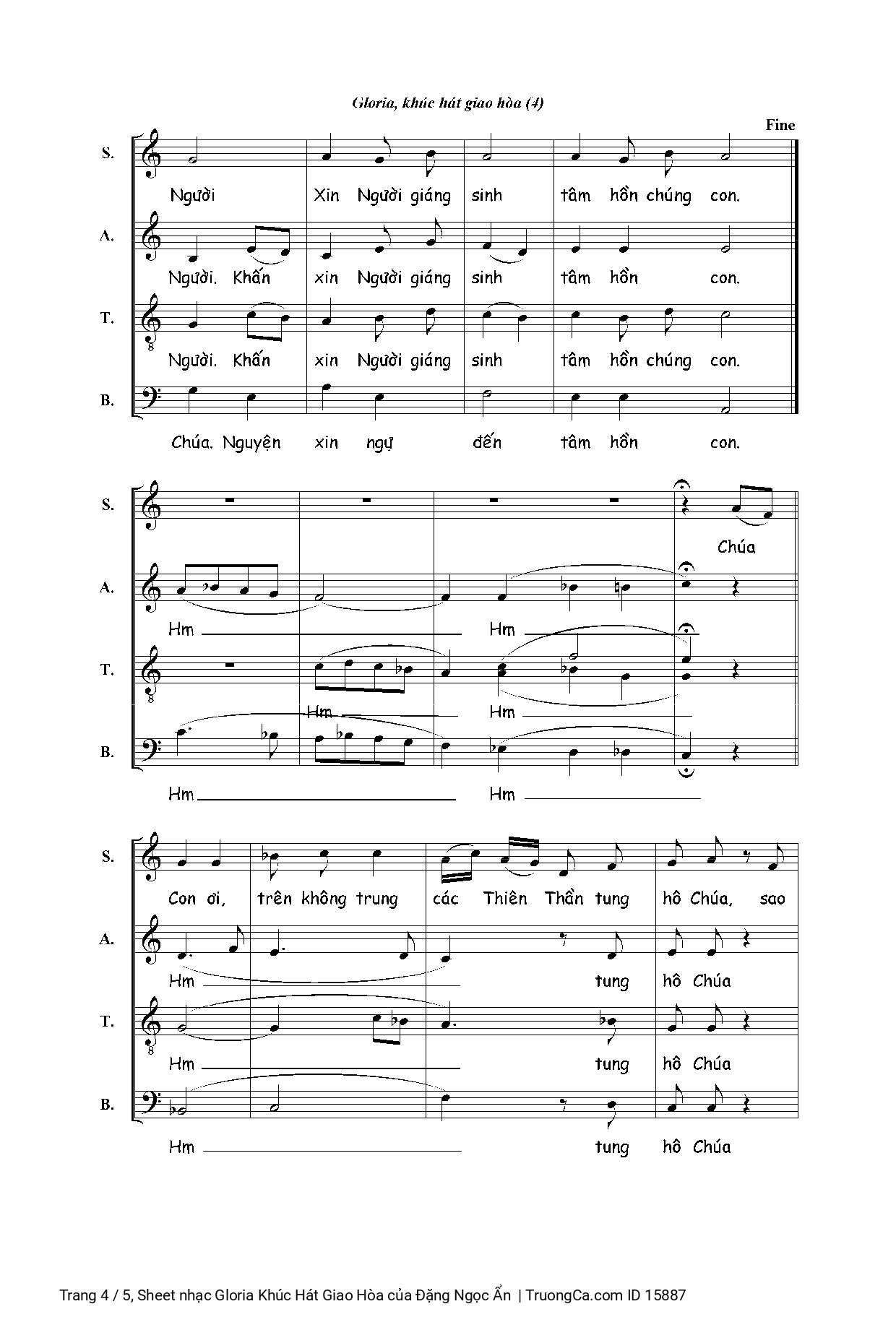 Page 4 of Sheet music PDF Gloria Khúc Hát Giao Hòa - Đặng Ngọc Ẩn