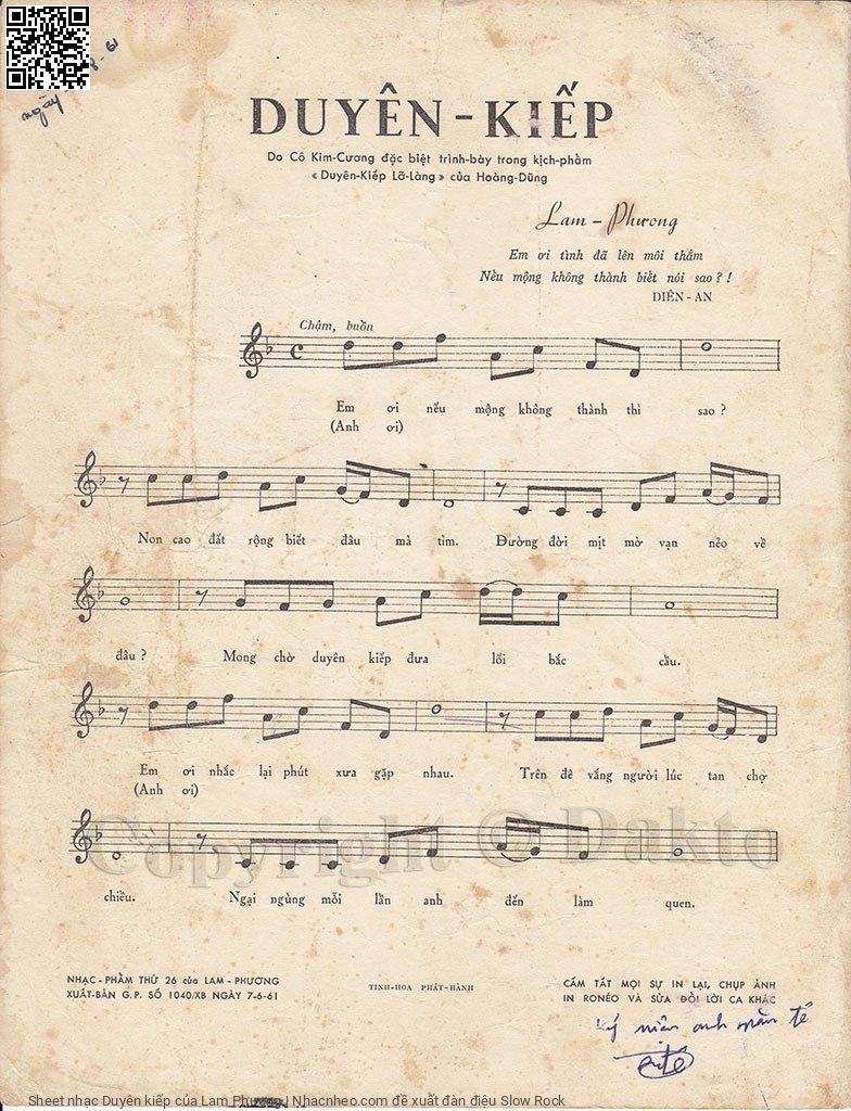 Page 2 of Sheet music PDF Duyên kiếp - Lam Phương