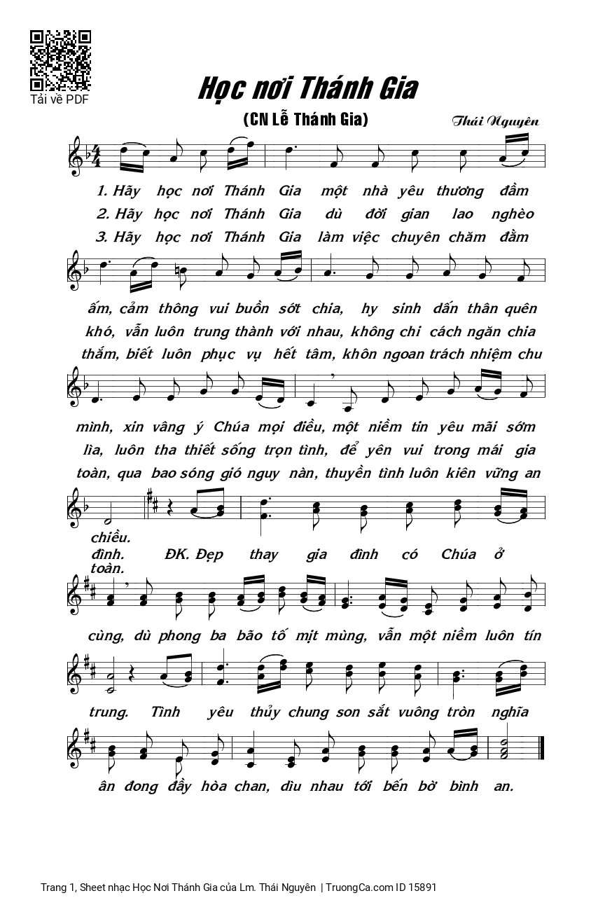Sheet PDF of Học Nơi Thánh Gia