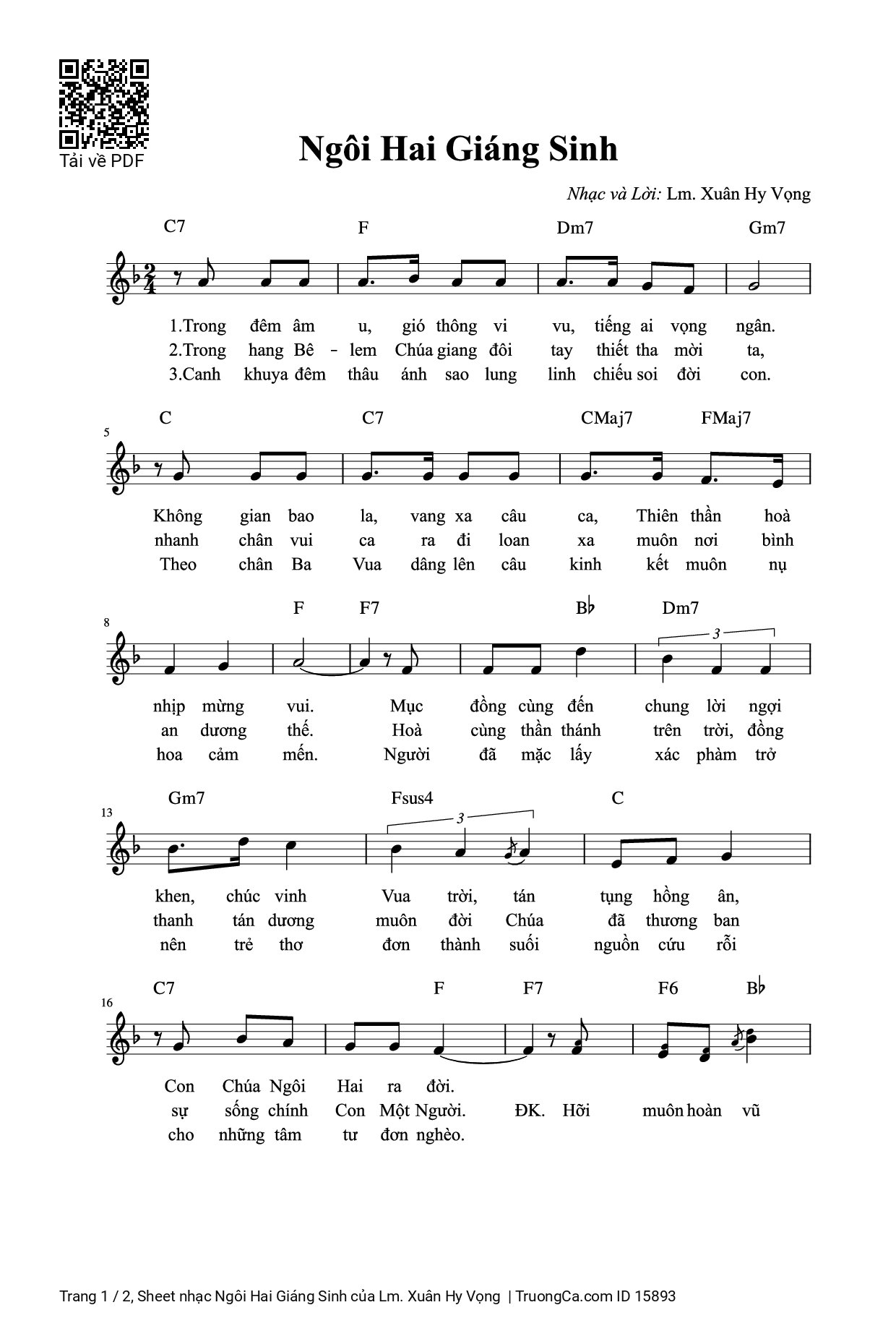 Sheet PDF of Ngôi Hai Giáng Sinh