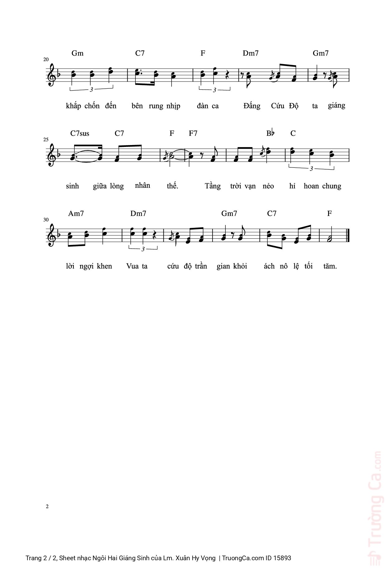 Page 2 of Sheet music PDF Ngôi Hai Giáng Sinh - Lm. Xuân Hy Vọng