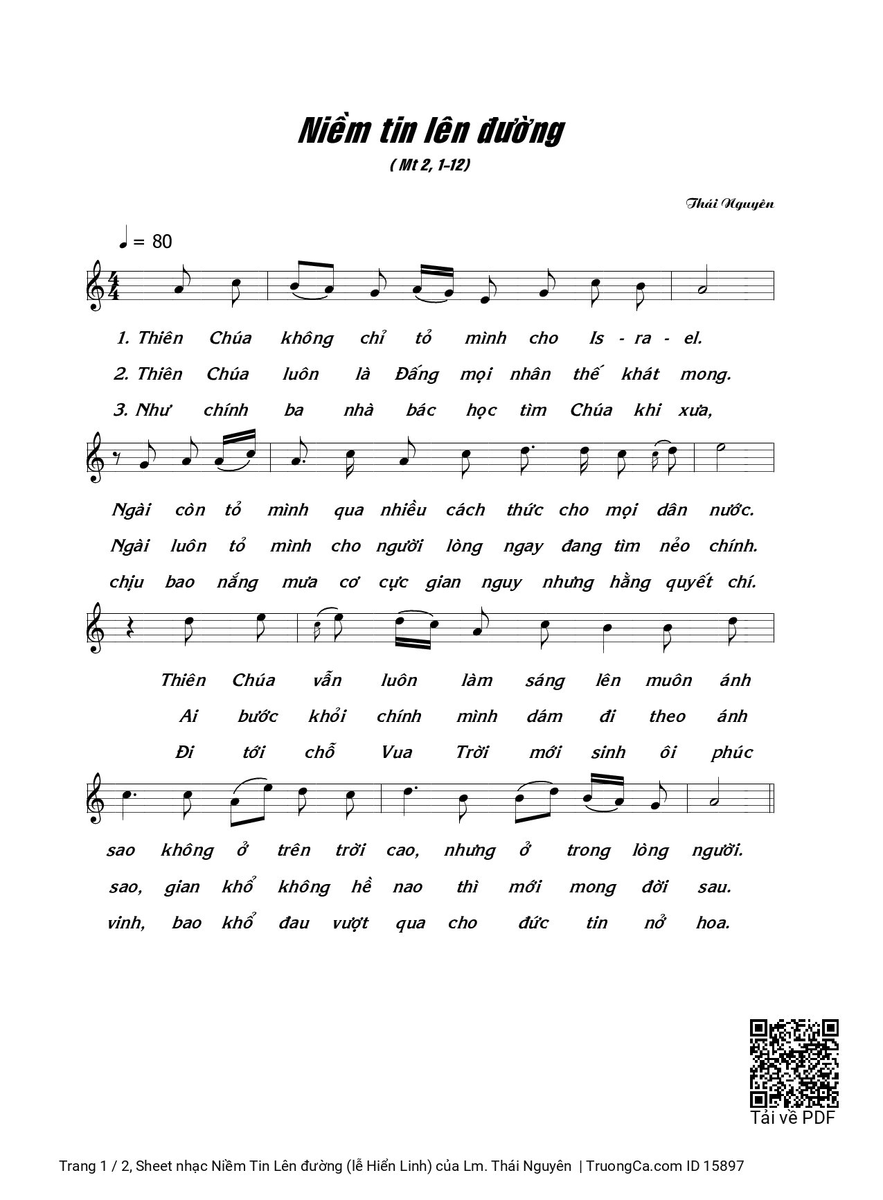 Page 1 of Sheet music PDF Niềm Tin Lên đường (lễ Hiển Linh) - Lm. Thái Nguyên