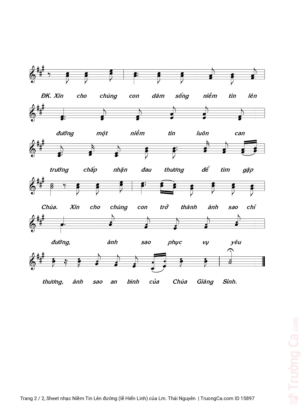 Page 2 of Sheet music PDF Niềm Tin Lên đường (lễ Hiển Linh) - Lm. Thái Nguyên