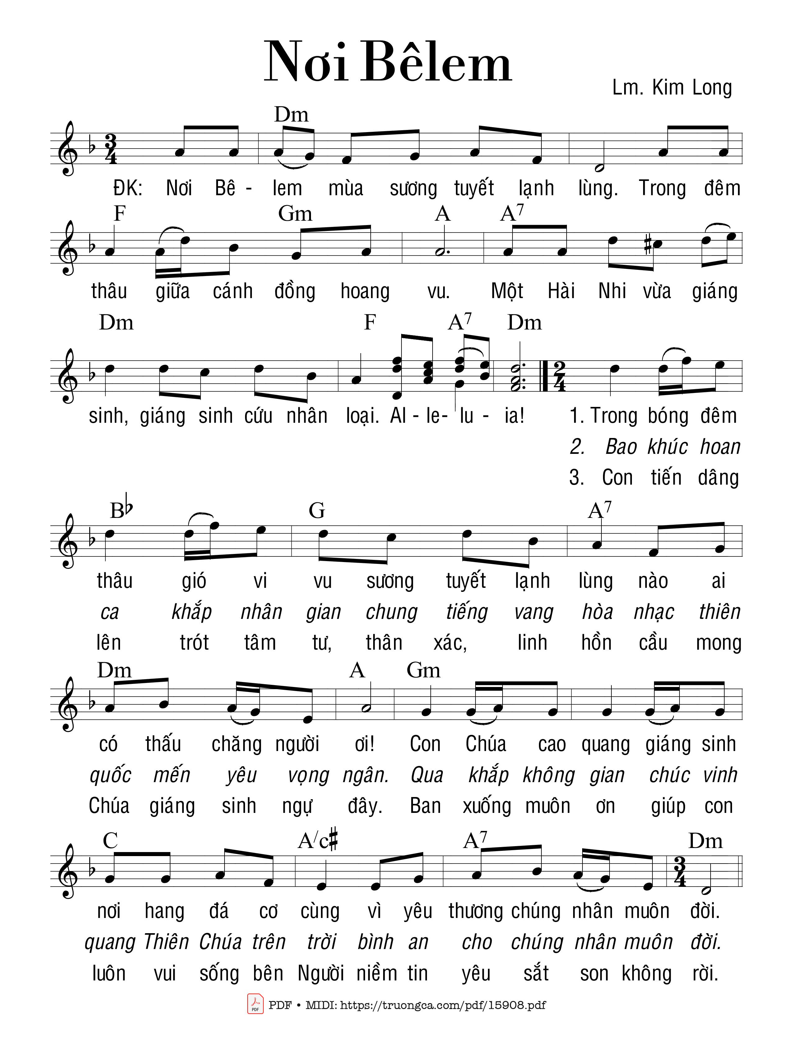 Sheet PDF of Nơi Bêlem - Lm. Kim Long