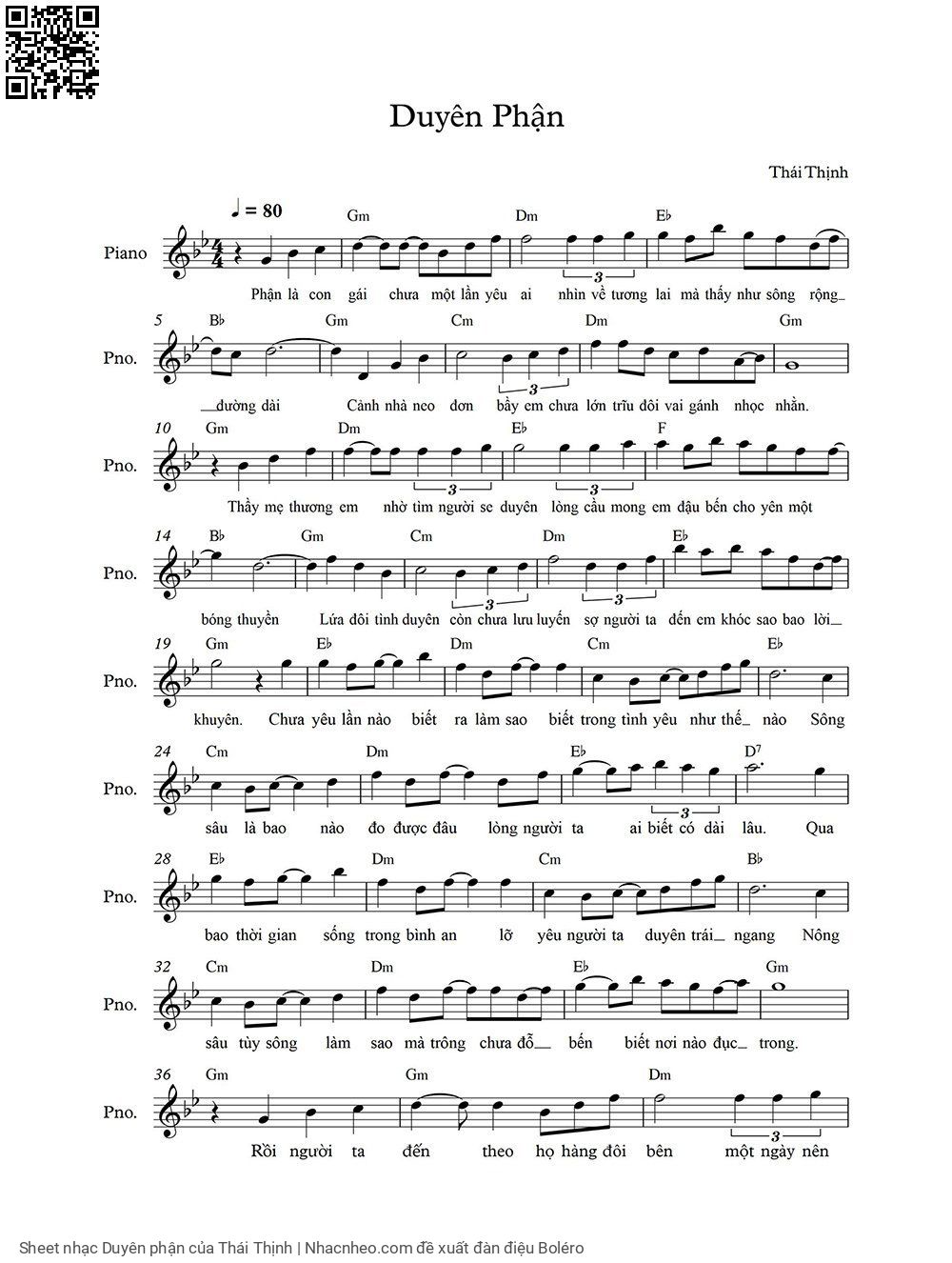 Sheet PDF of Duyên phận - Thái Thịnh