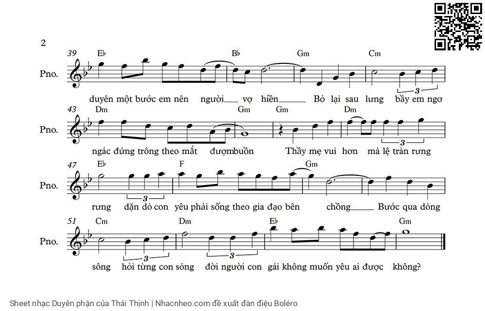Page 2 of Sheet music PDF Duyên phận - Thái Thịnh