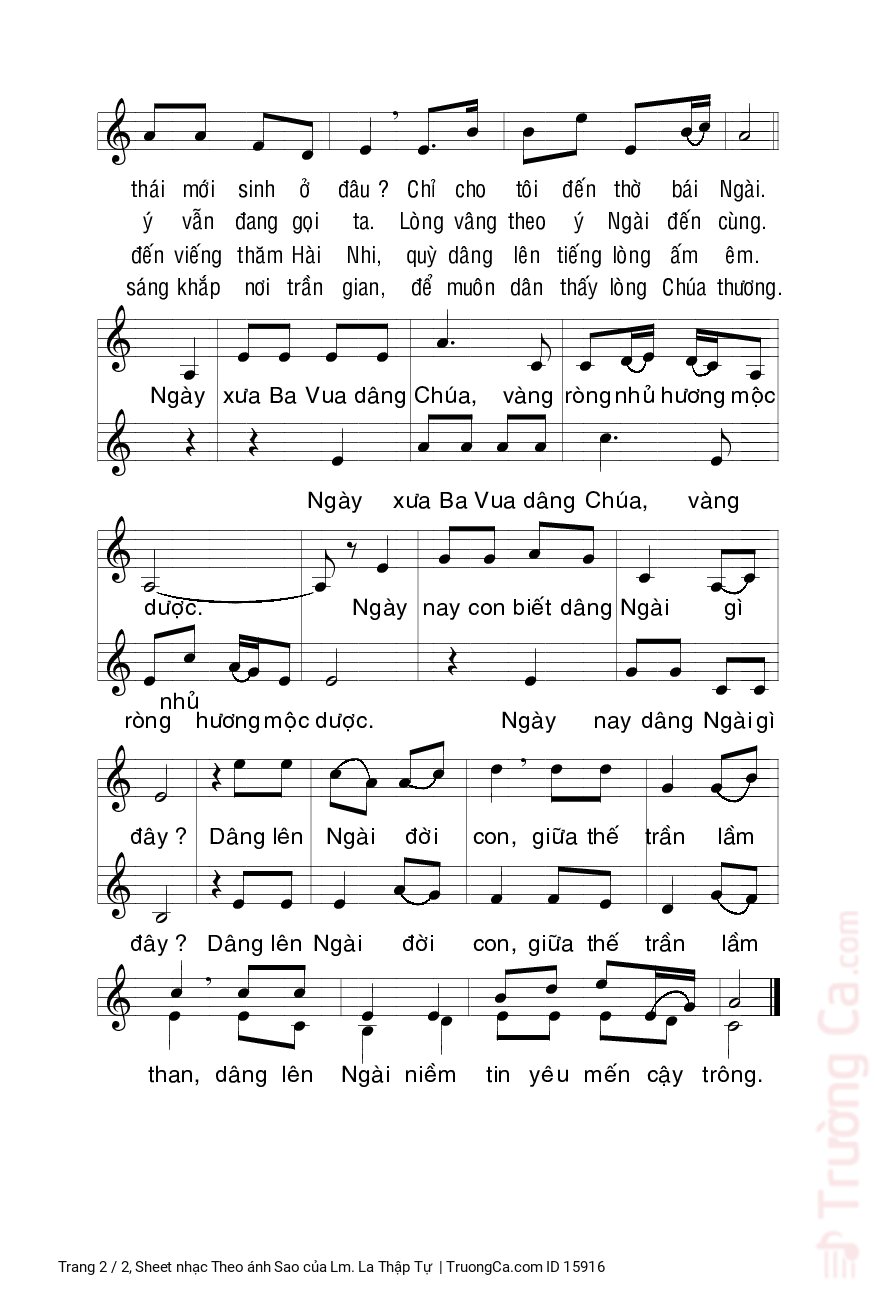 Page 2 of Sheet music PDF Theo ánh Sao - Lm. La Thập Tự