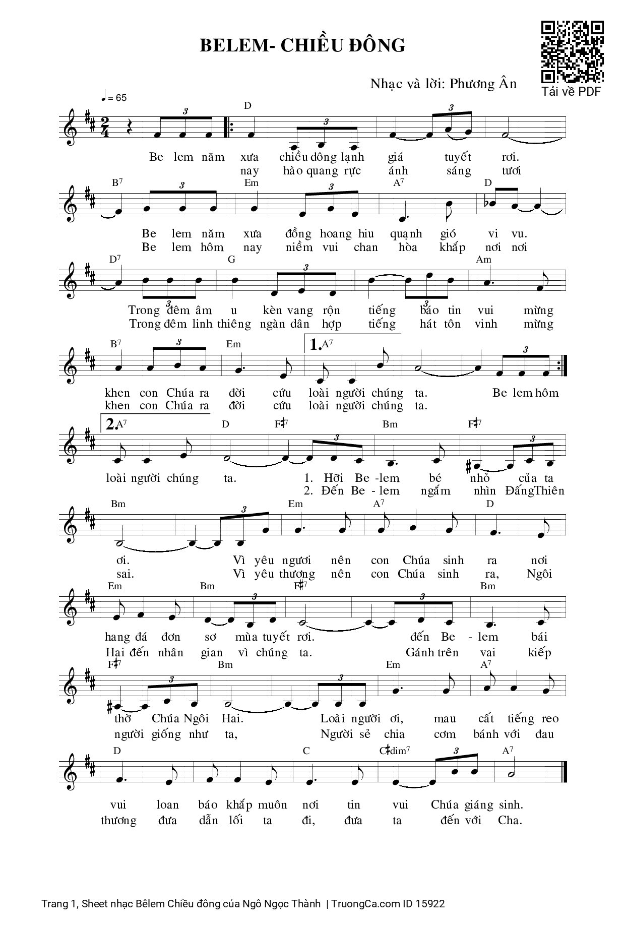 Sheet PDF of Bêlem Chiều đông