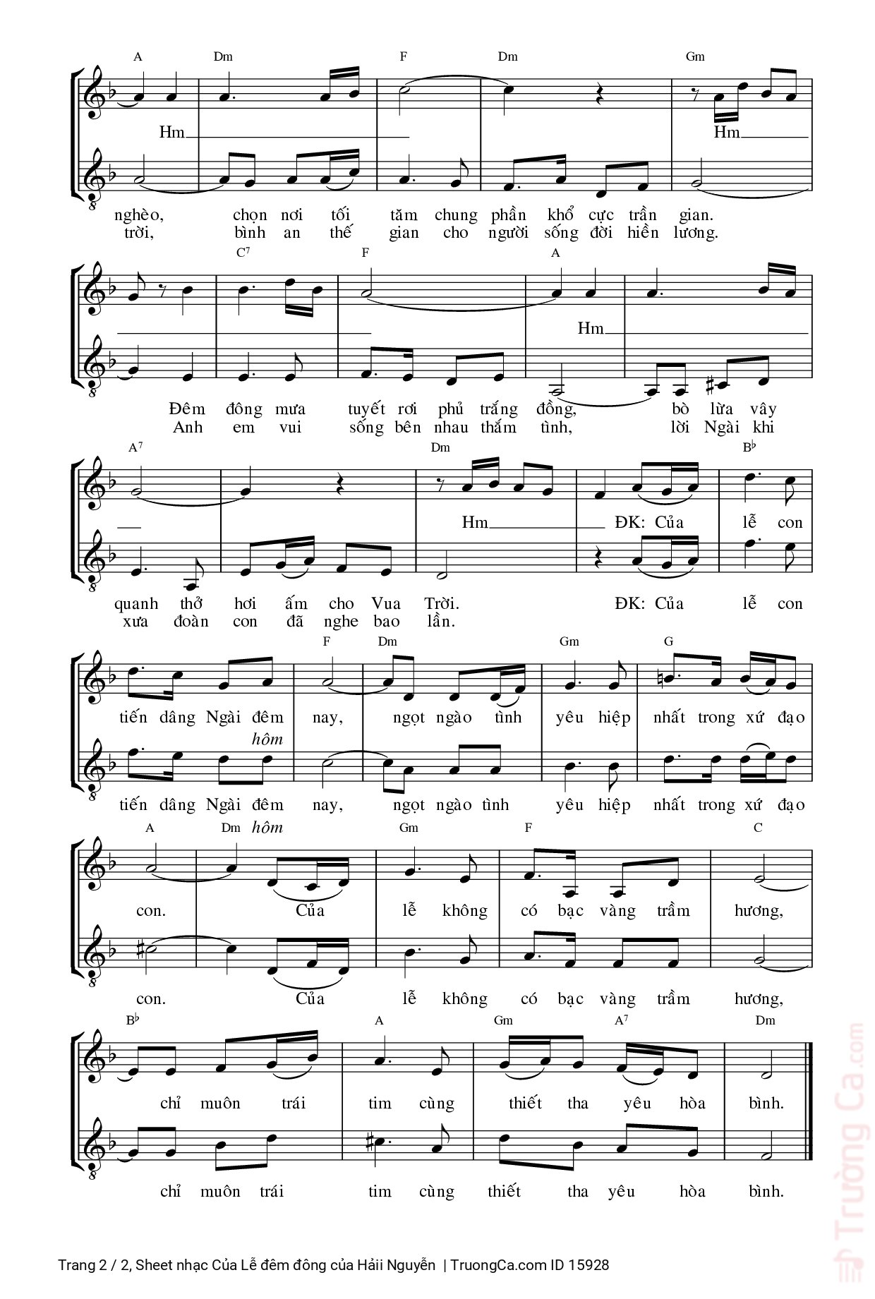 Page 2 of Sheet music PDF Của Lễ đêm đông - Hảii Nguyễn