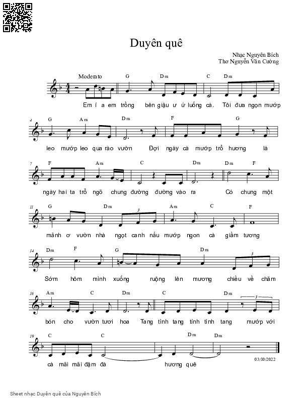 Sheet PDF of Duyên quê - Nguyên Bích