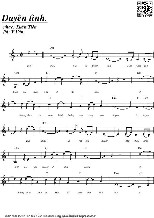 Page 3 of Sheet music PDF Duyên tình - Y Vân