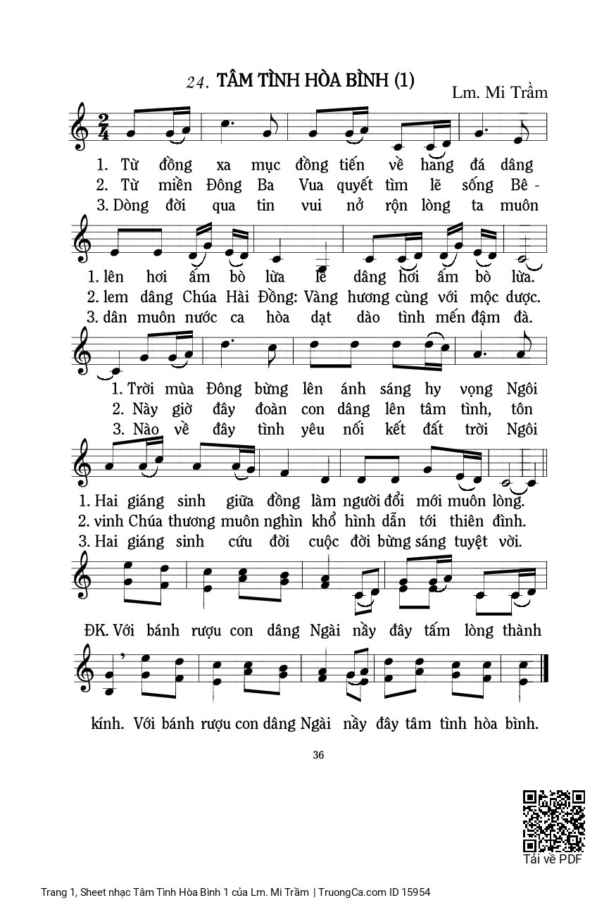 Sheet PDF of Tâm Tình Hòa Bình 1
