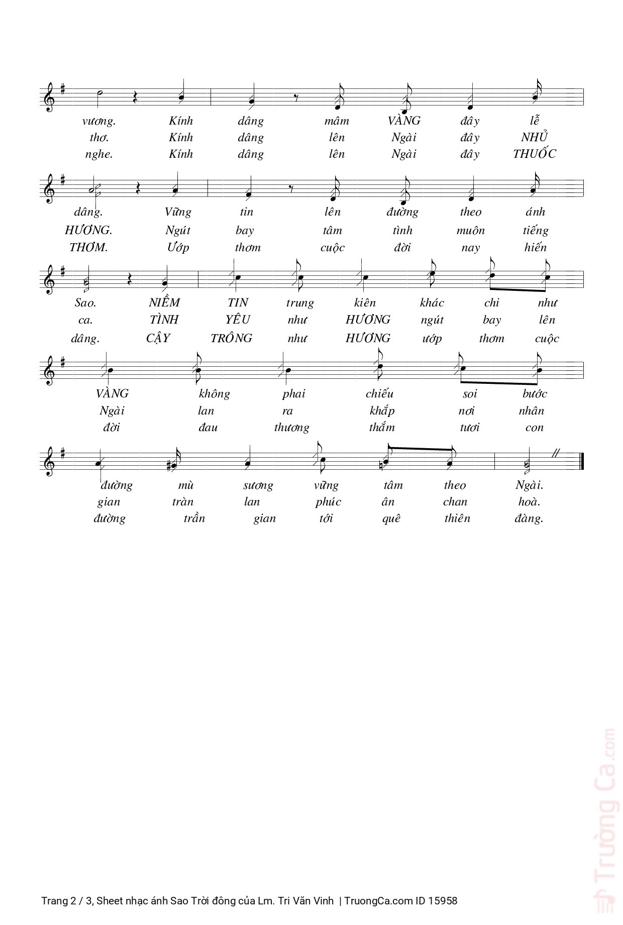 Page 2 of Sheet music PDF ánh Sao Trời đông - Lm. Tri Văn Vinh
