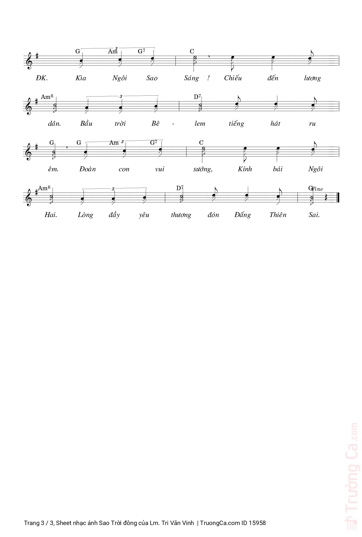 Page 3 of Sheet music PDF ánh Sao Trời đông - Lm. Tri Văn Vinh