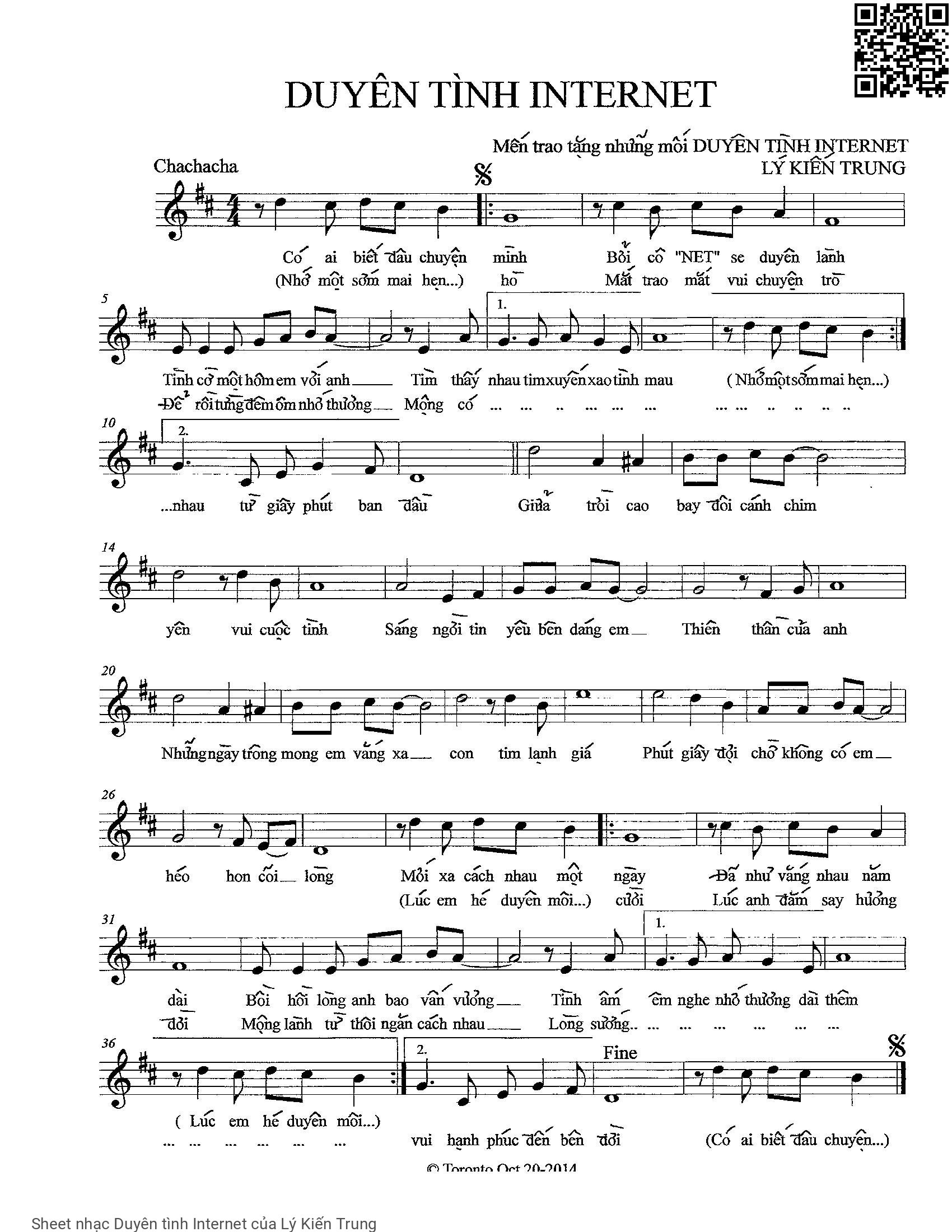 Sheet PDF of Duyên tình Internet