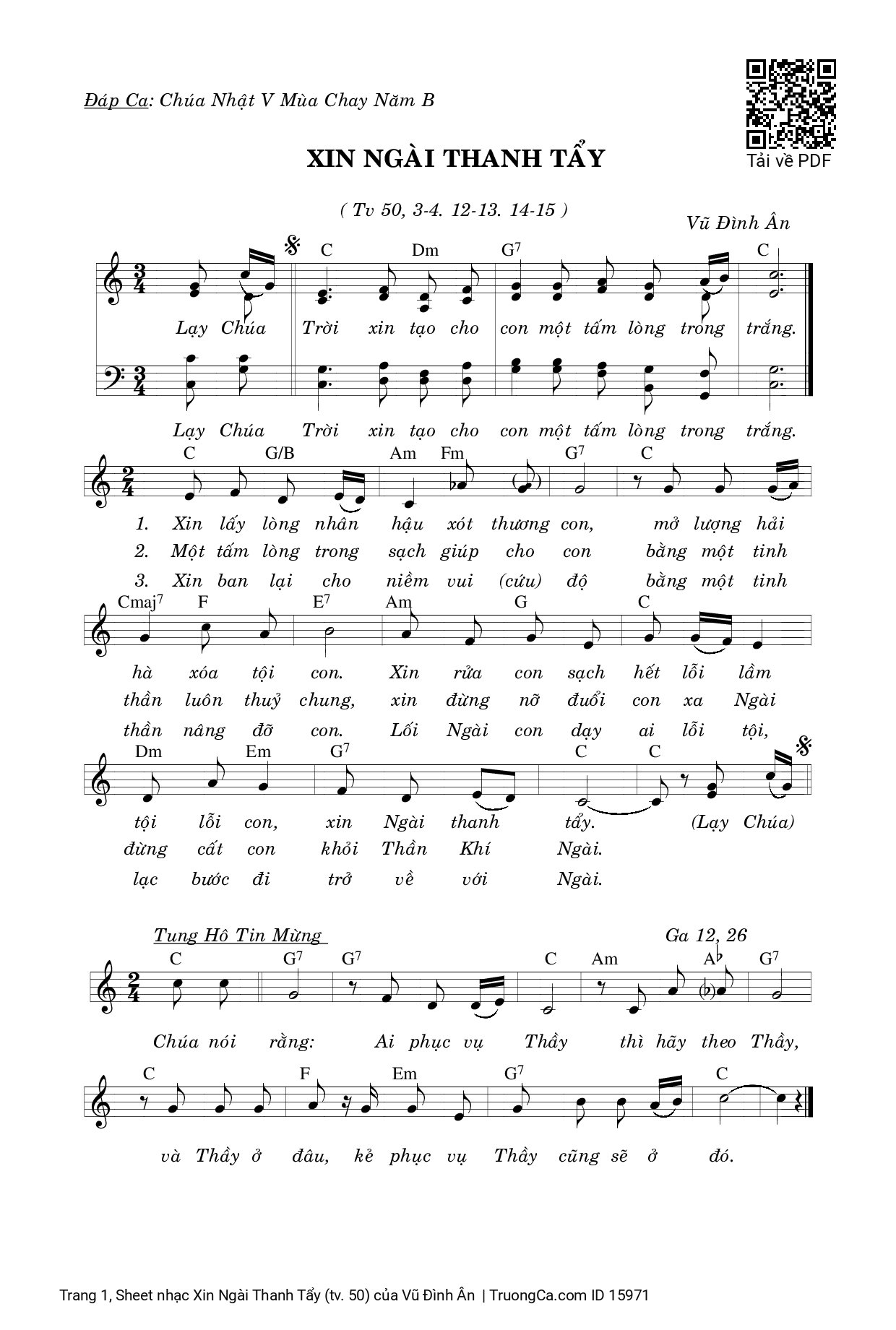 Sheet PDF of Xin Ngài Thanh Tẩy (tv. 50)