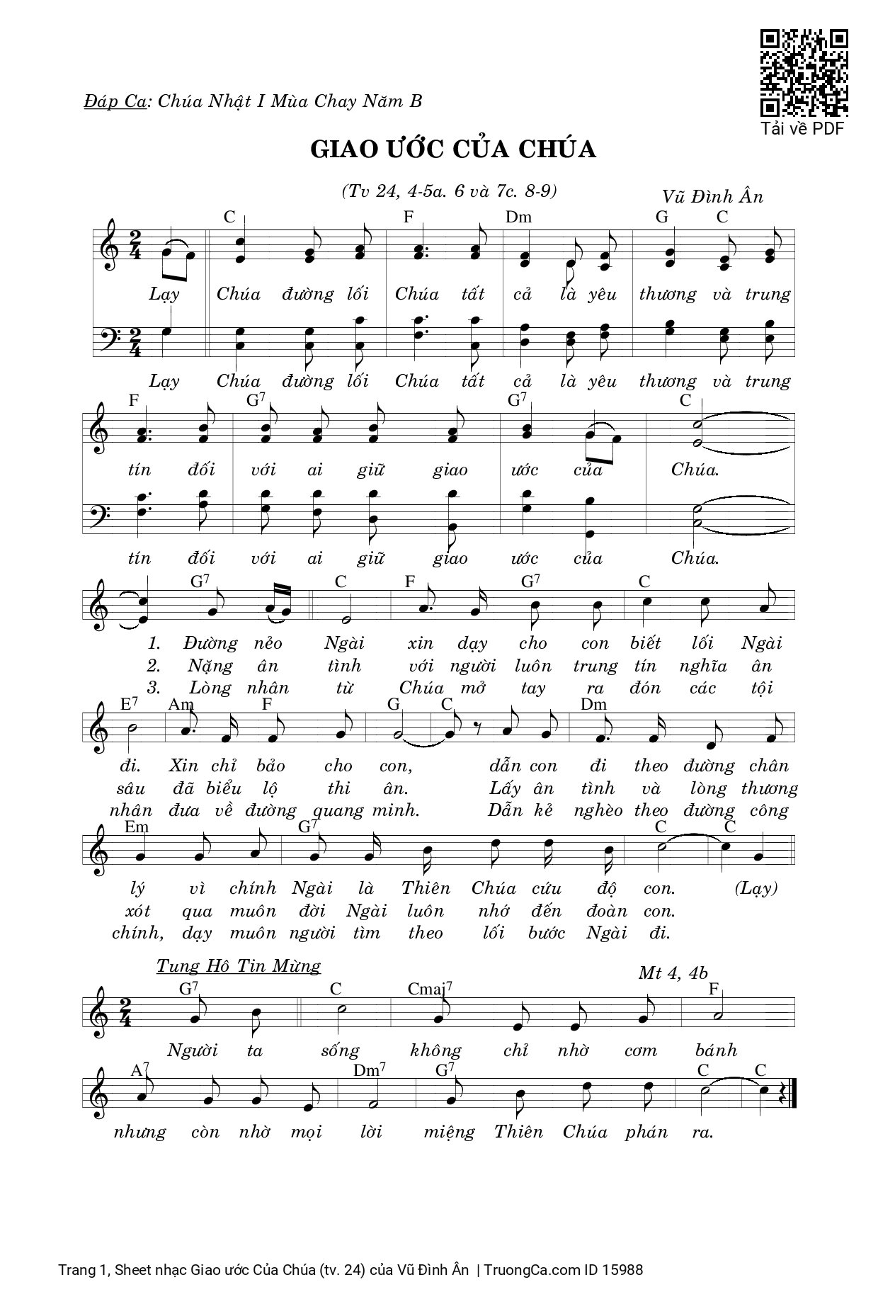 Sheet PDF of Giao ước Của Chúa (tv. 24)