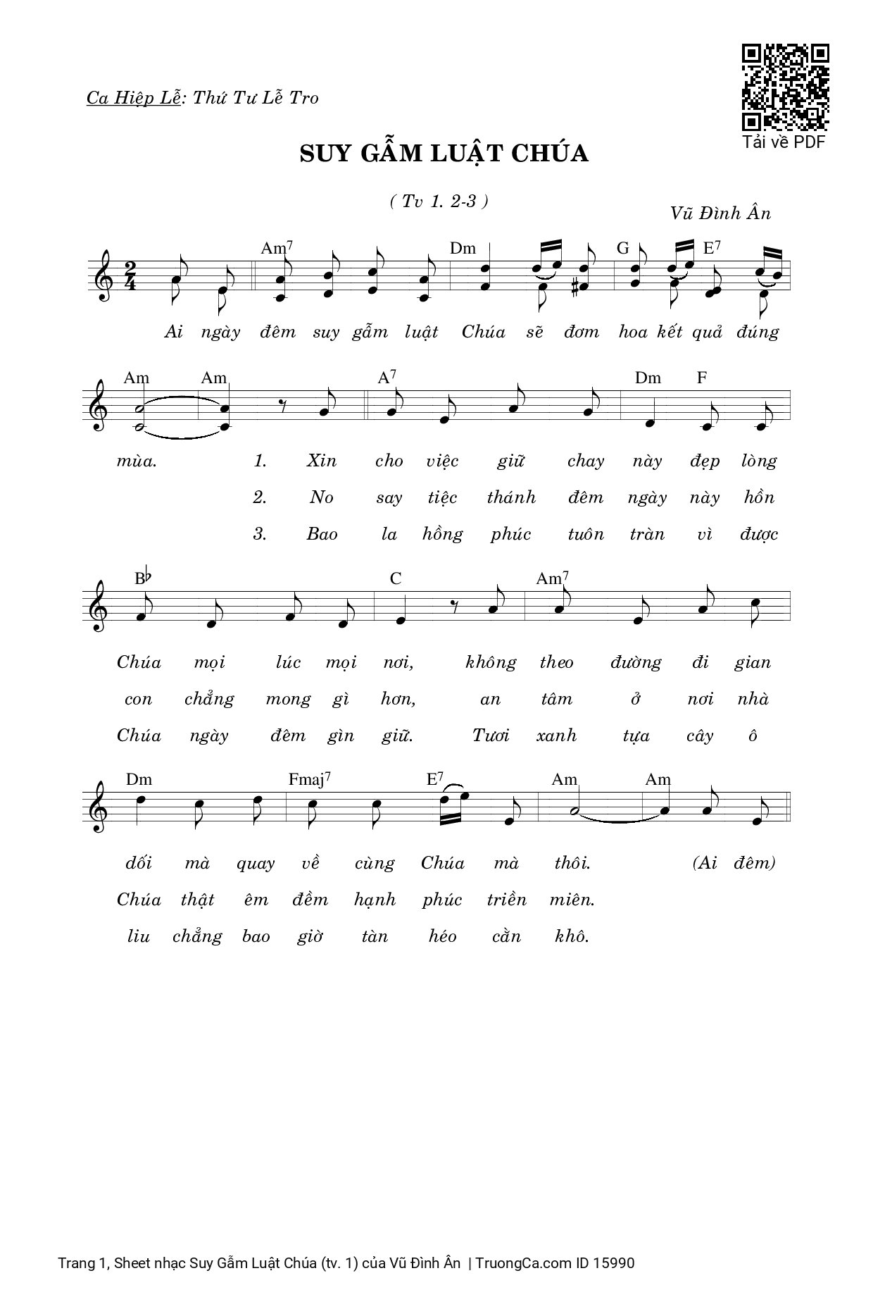 Sheet PDF of Suy Gẫm Luật Chúa (tv. 1)