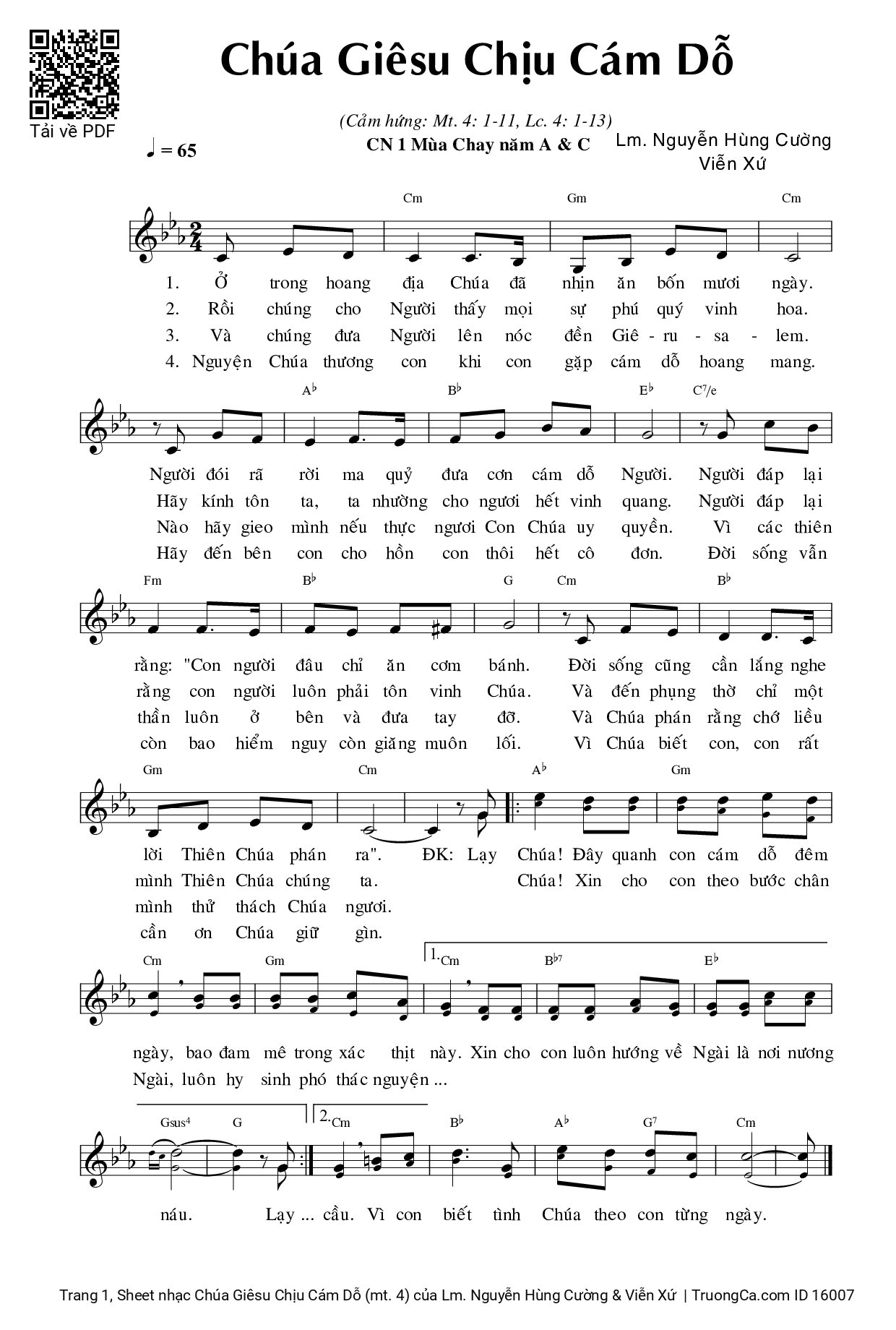 Sheet PDF of Chúa Giêsu Chịu Cám Dỗ (mt. 4)