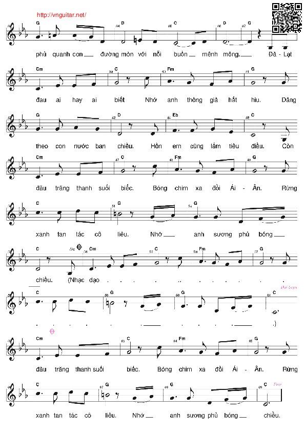 Page 2 of Sheet music PDF Đà Lạt cô liêu - Lam Phương