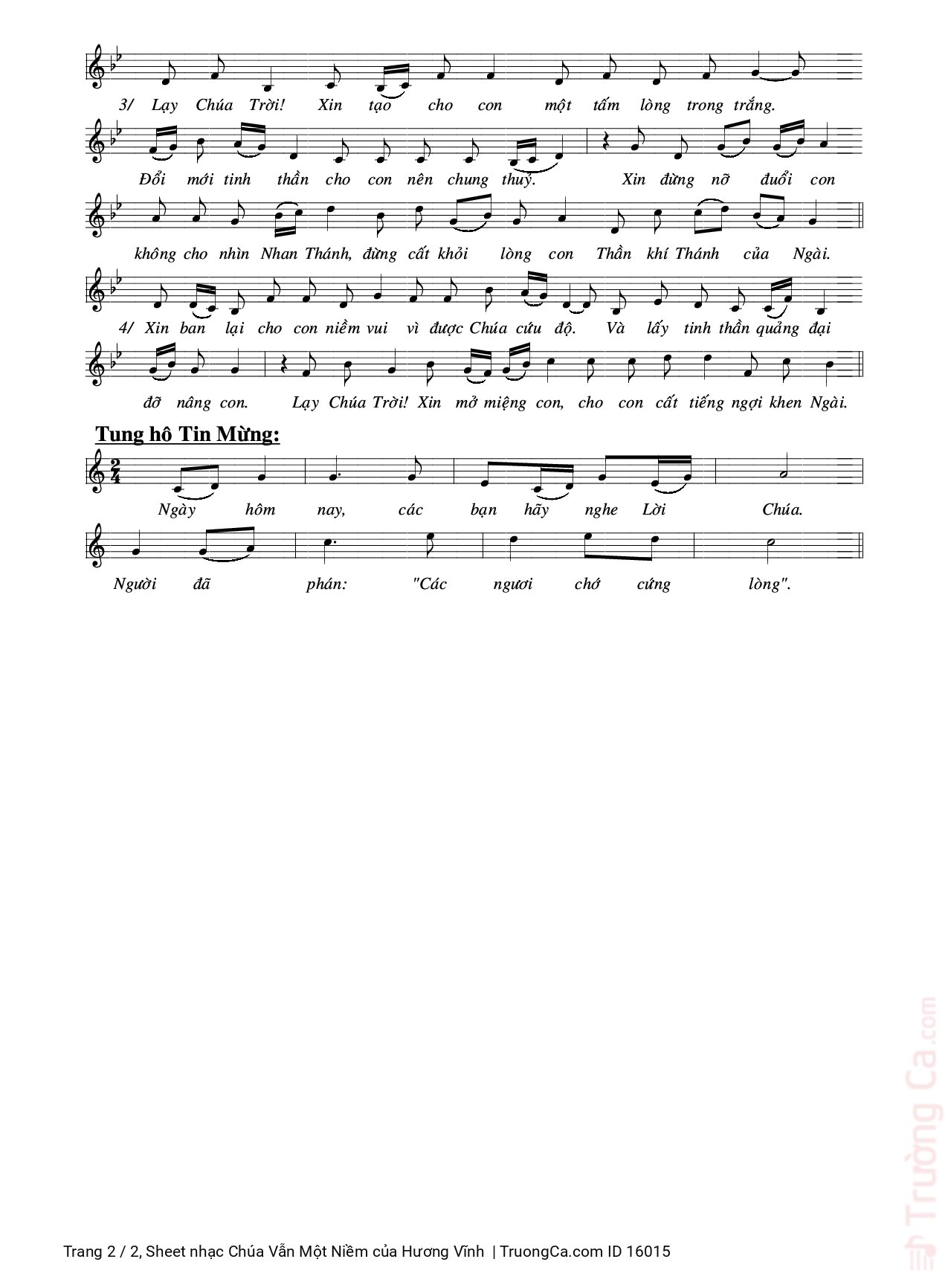 Page 2 of Sheet music PDF Chúa Vẫn Một Niềm - Hương Vĩnh