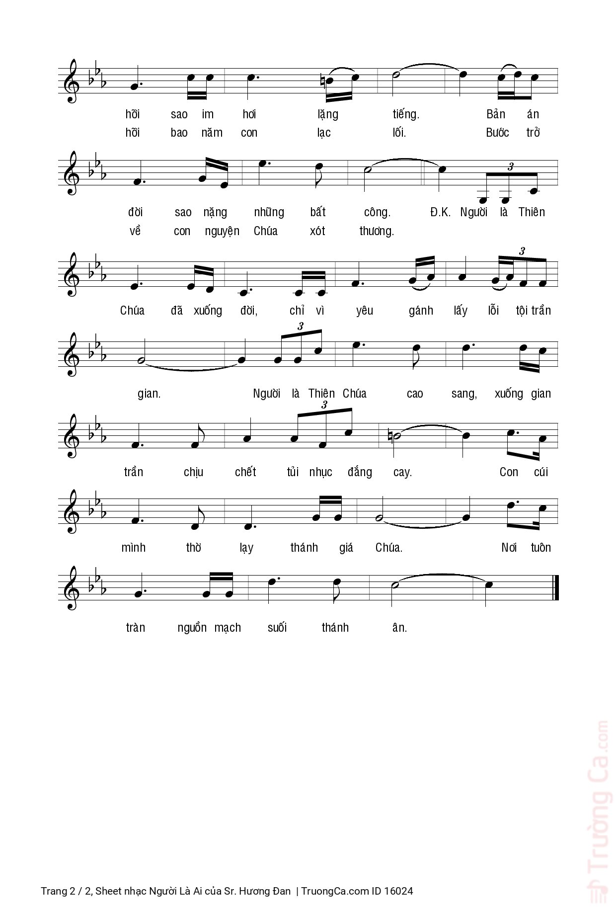 Page 2 of Sheet music PDF Người Là Ai - Sr. Hương Đan