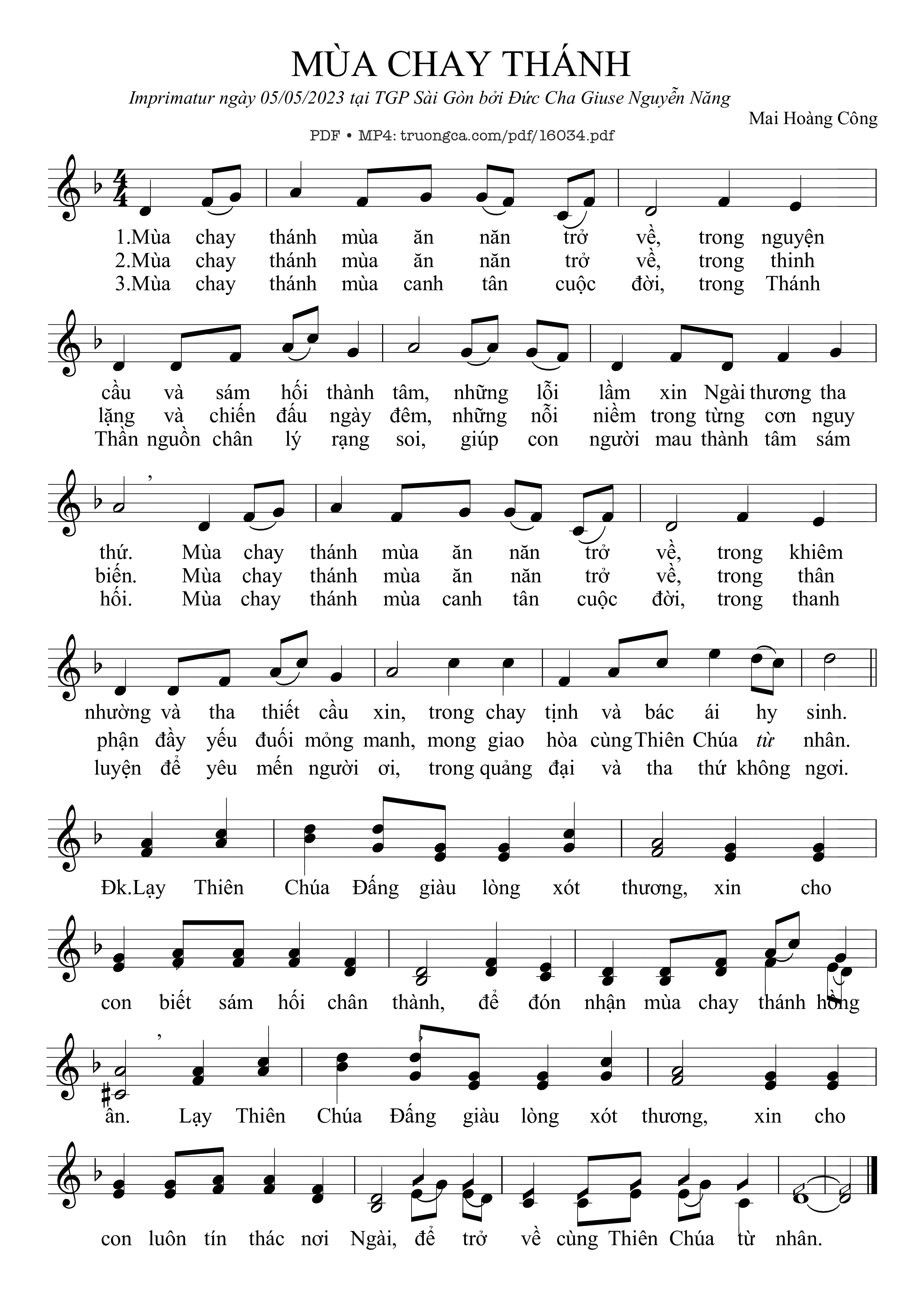 Sheet PDF of Mùa Chay Thánh